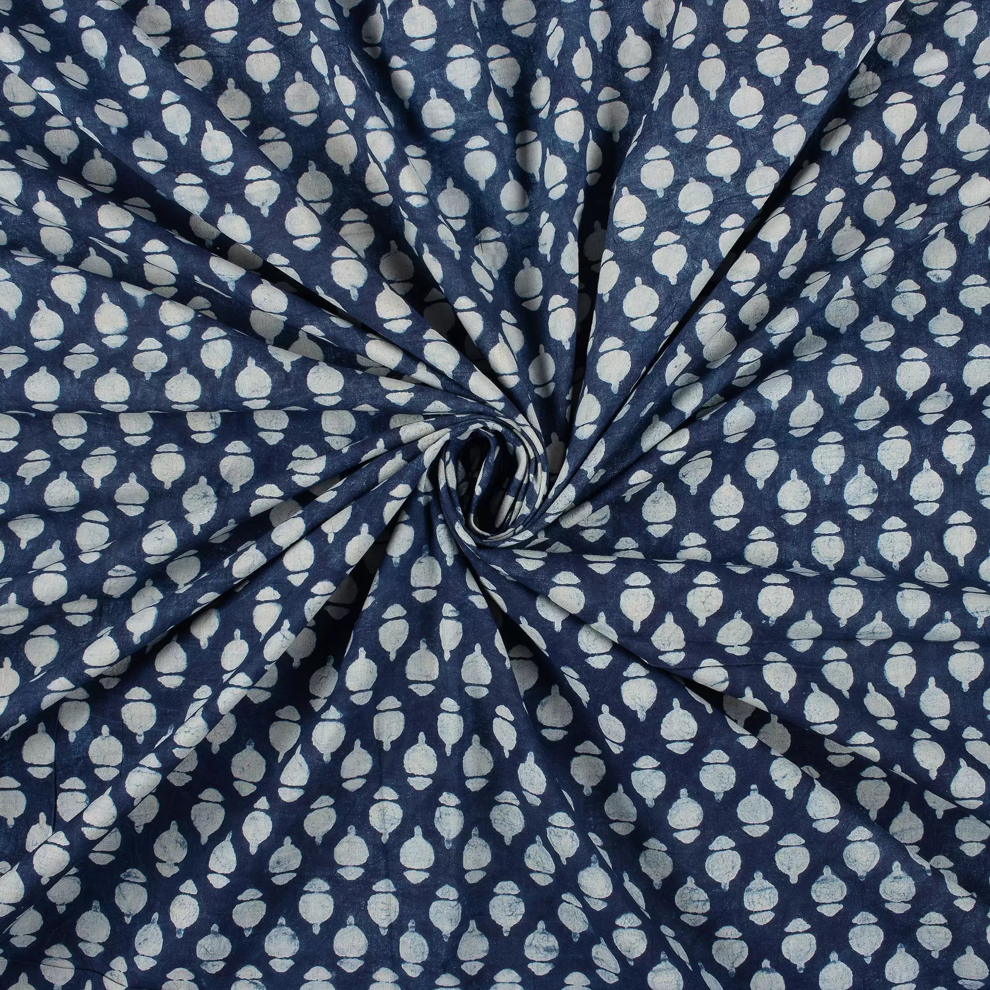 Hand Block Printed Indigo Cotton Fabric