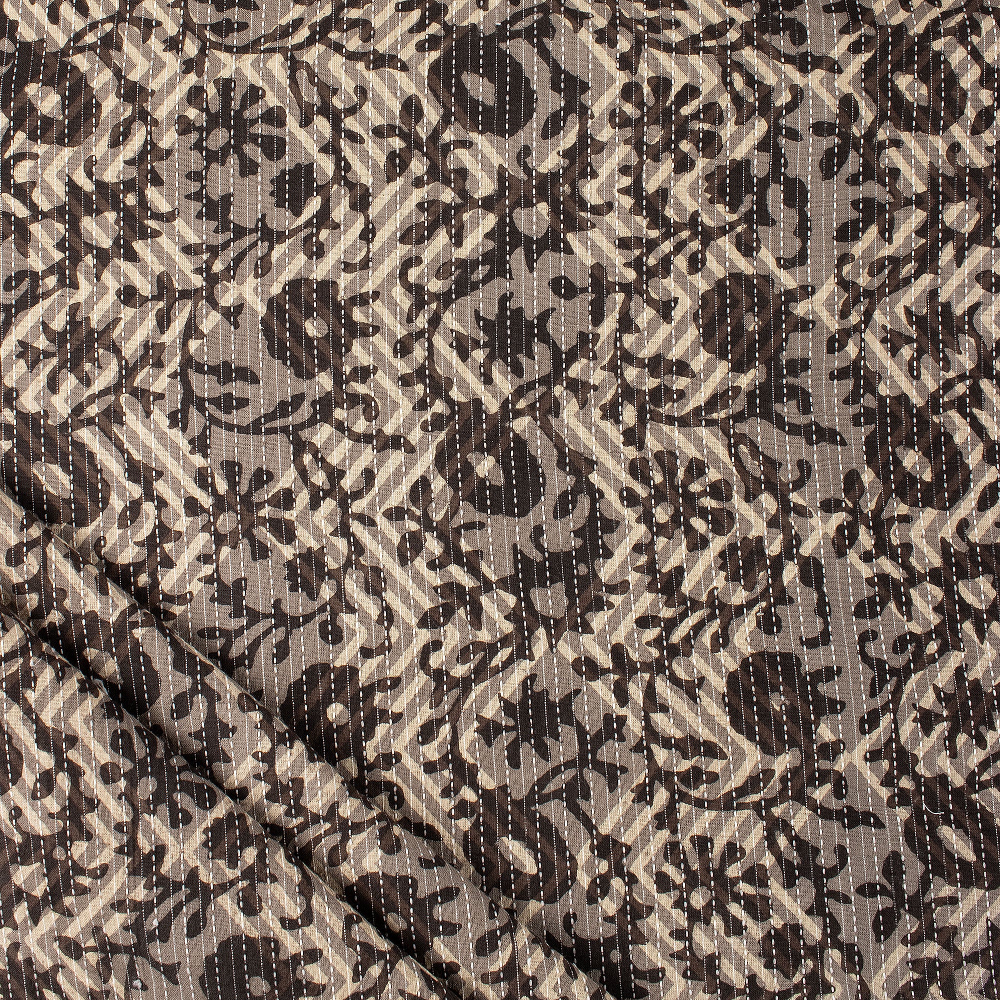 Hand Block Printed Pure Cotton Dabu Kantha Fabric