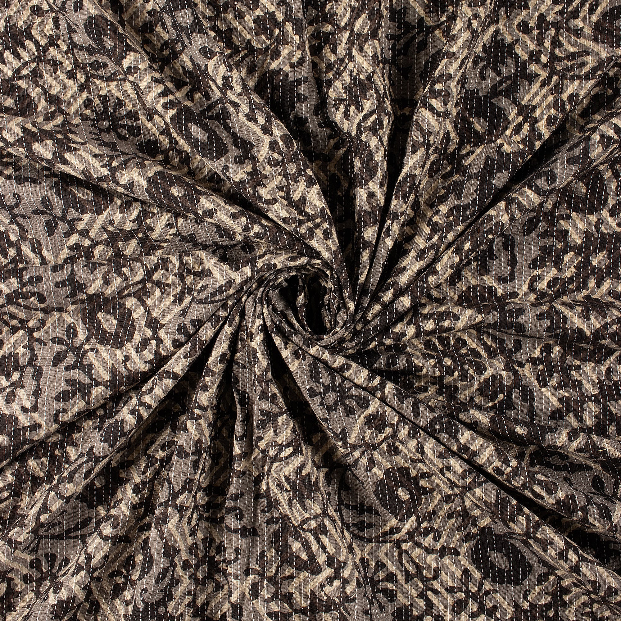 Hand Block Printed Pure Cotton Dabu Kantha Fabric