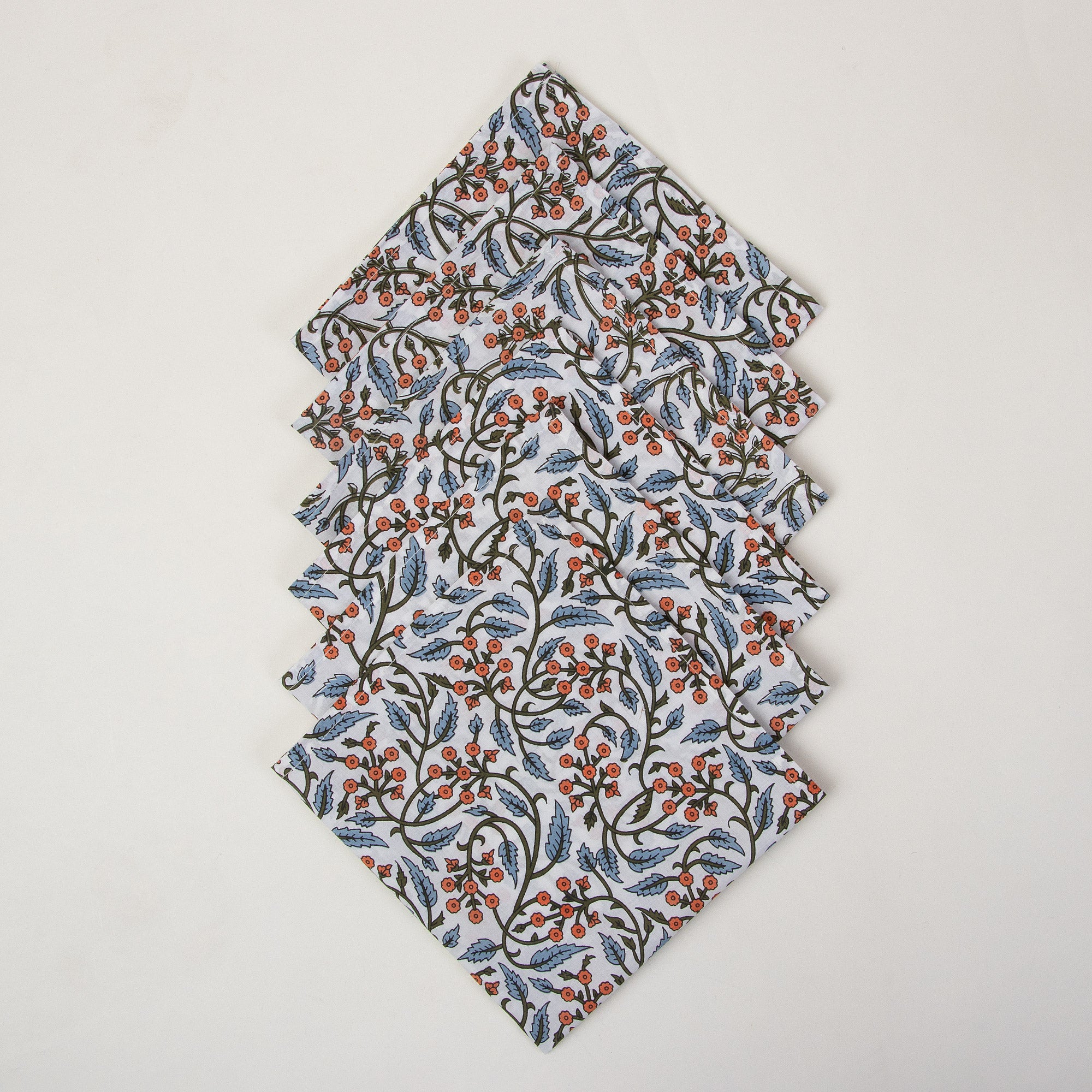 Hand Block Printed Pure Cotton Floral Handmade Napkins