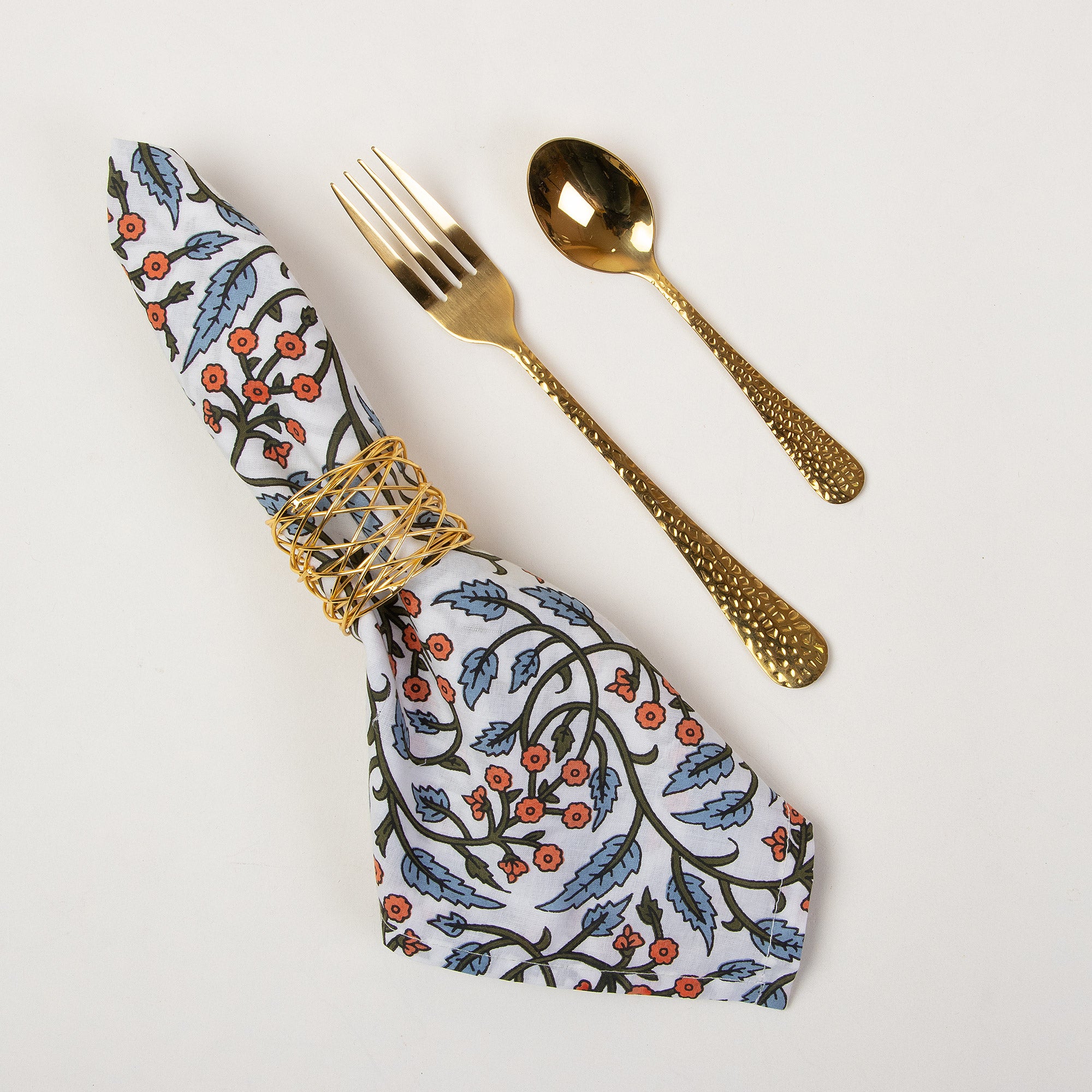 Hand Block Printed Pure Cotton Floral Handmade Napkins