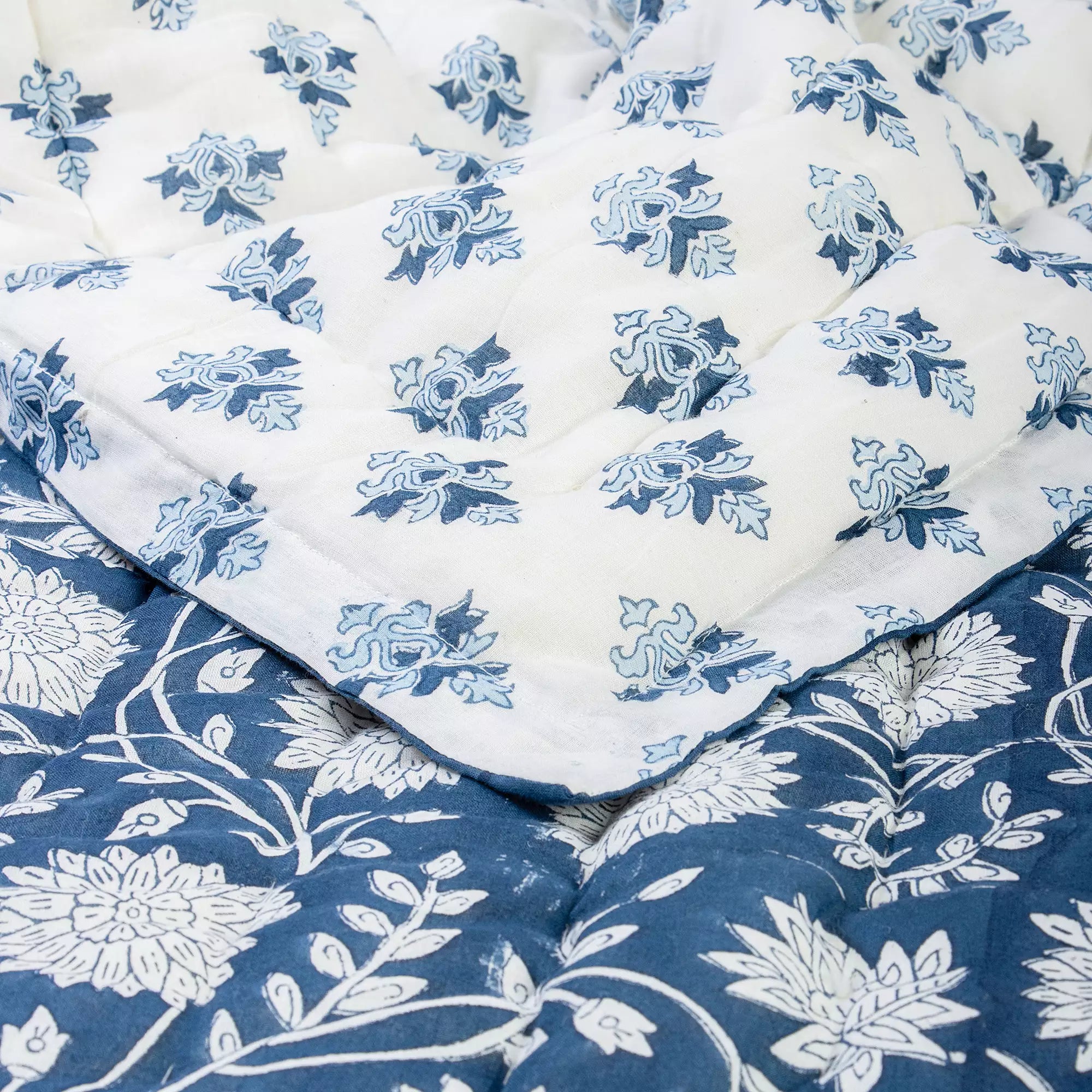 Hand Block Printed Reversible Jaipuri Quilts for Winter