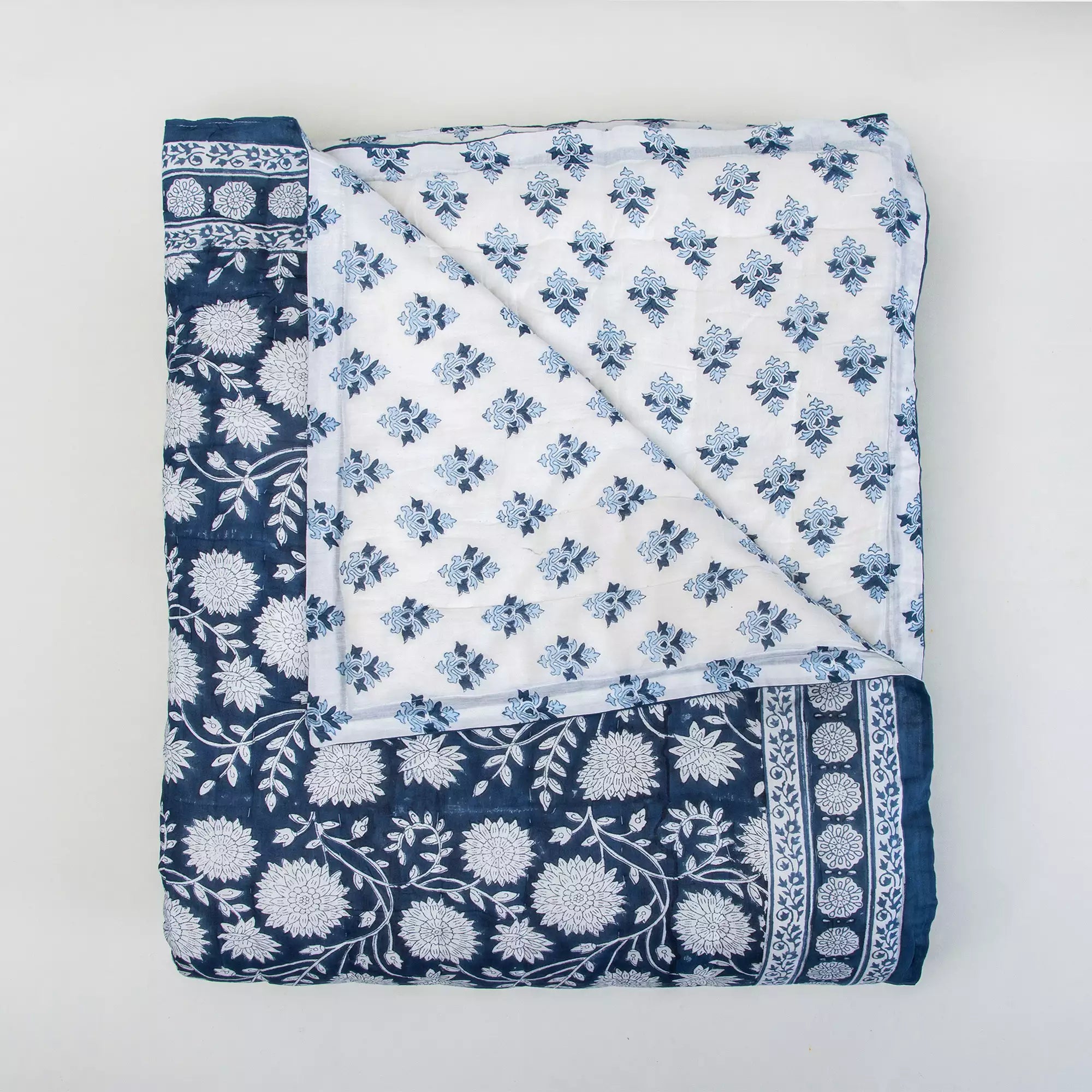 Hand Block Printed Reversible Jaipuri Quilts for Winter