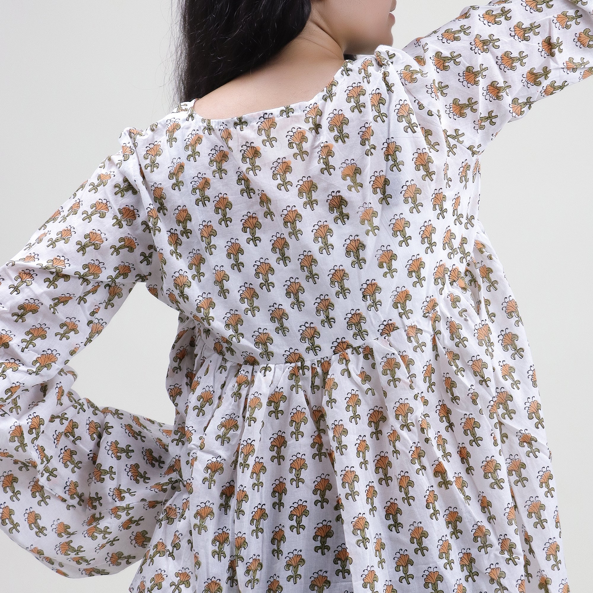 Hand Block Printed V Neck Short Tops