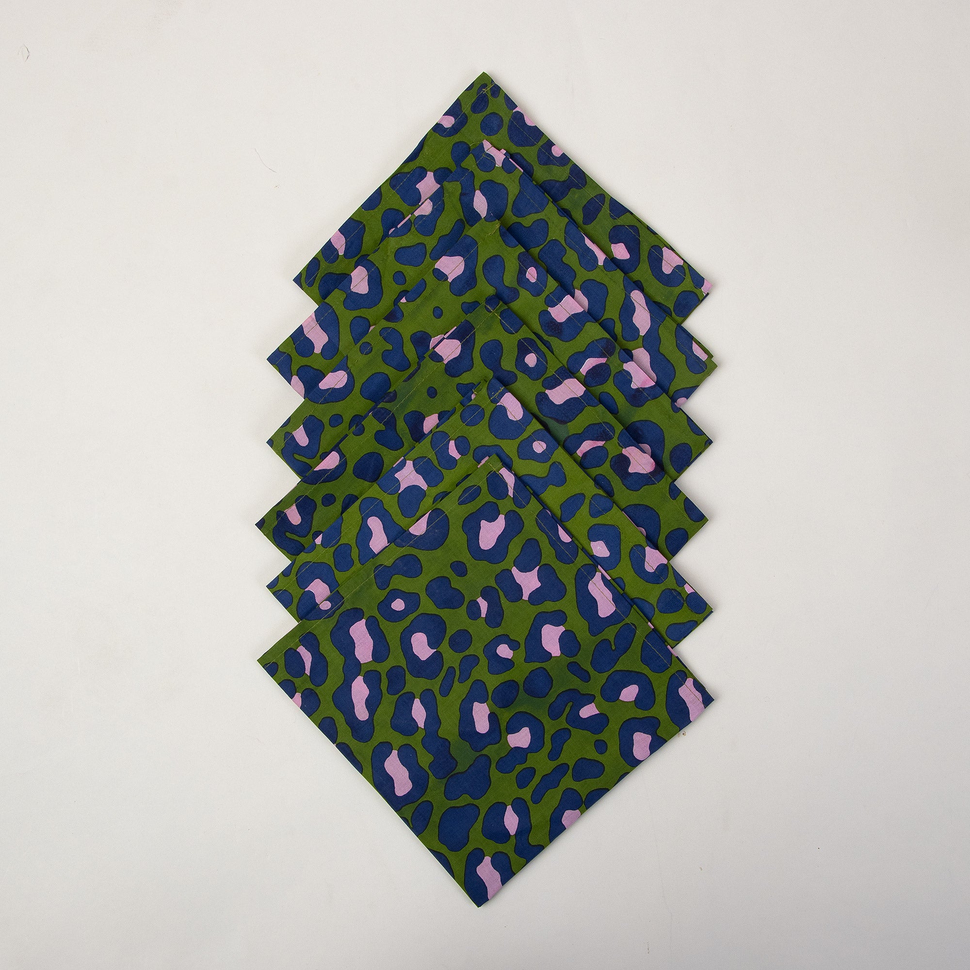 Hand Block Pure Cotton Green Printed Reusable Napkins