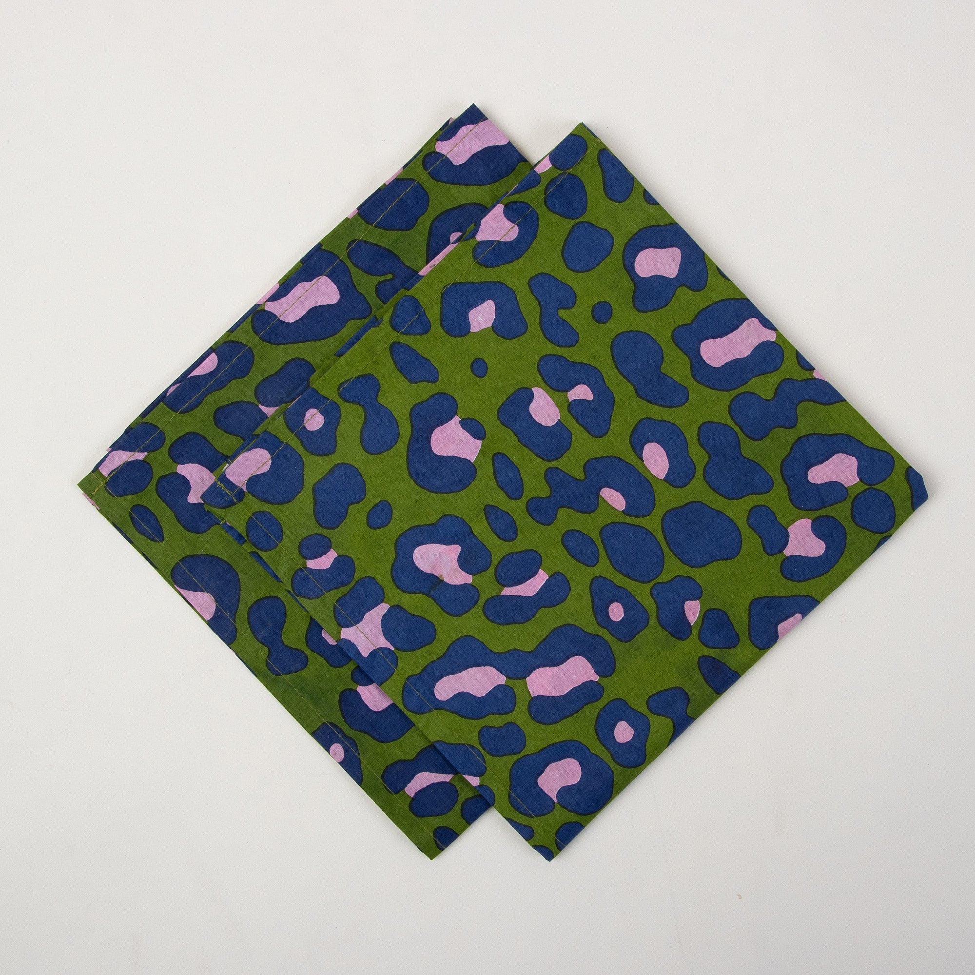 Hand Block Pure Cotton Green Printed Reusable Napkins