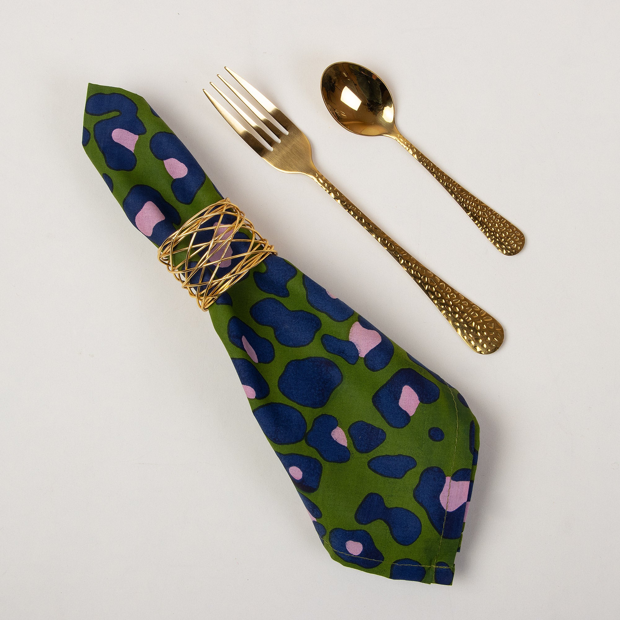 Hand Block Pure Cotton Green Printed Reusable Napkins