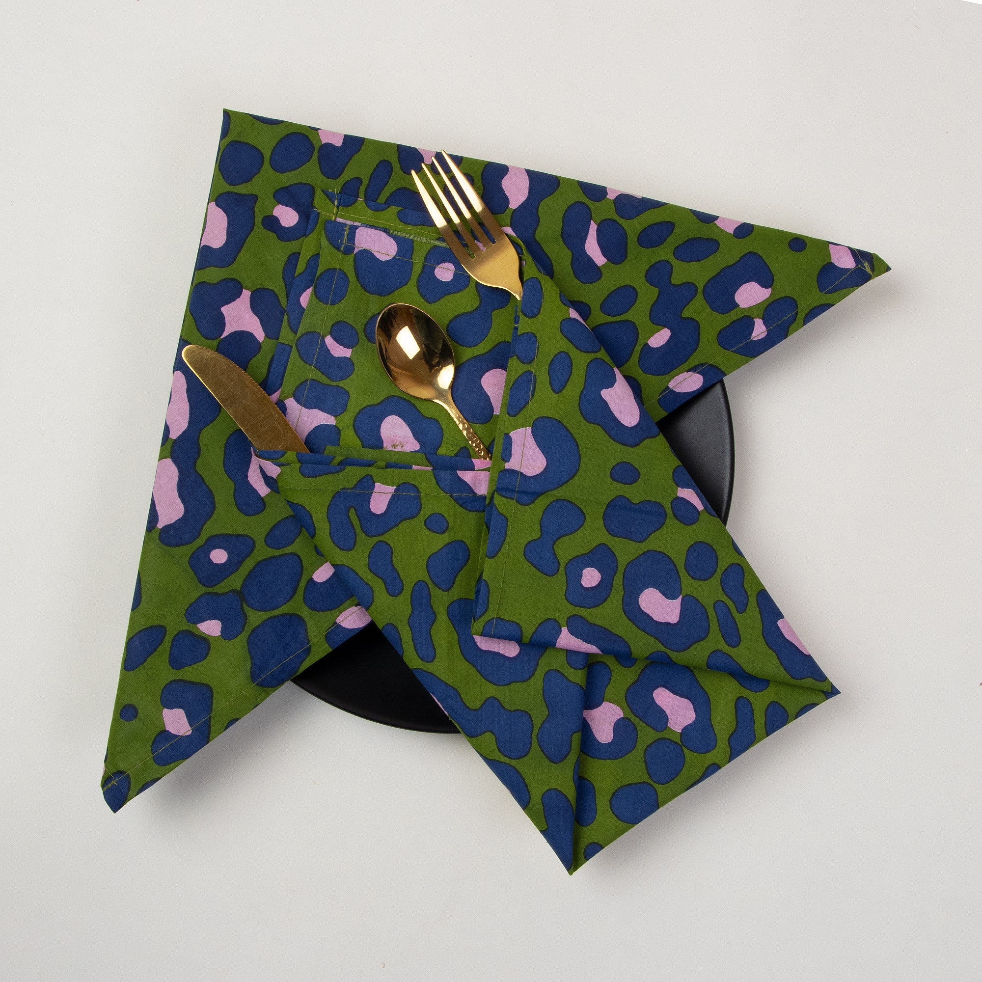 Hand Block Pure Cotton Green Printed Reusable Napkins