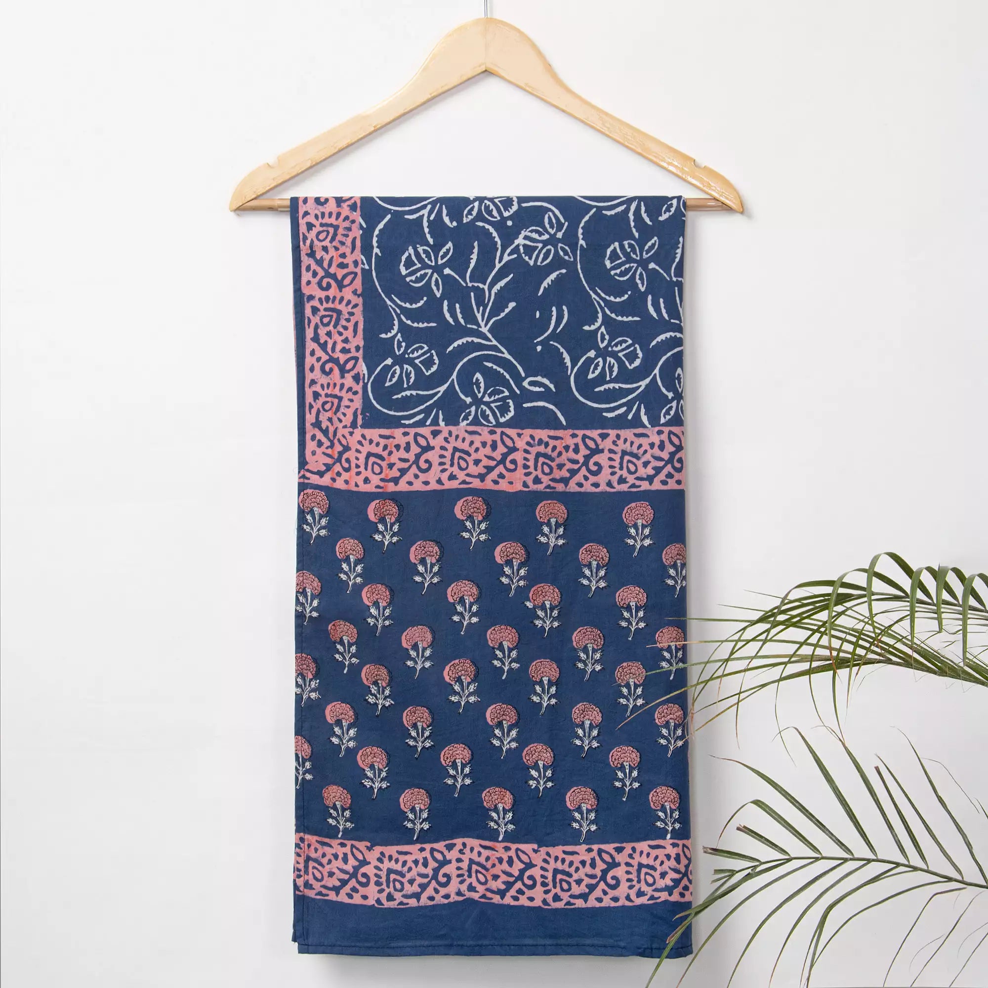 Hand Block Red Floral Printed Cotton Dupatta for Women