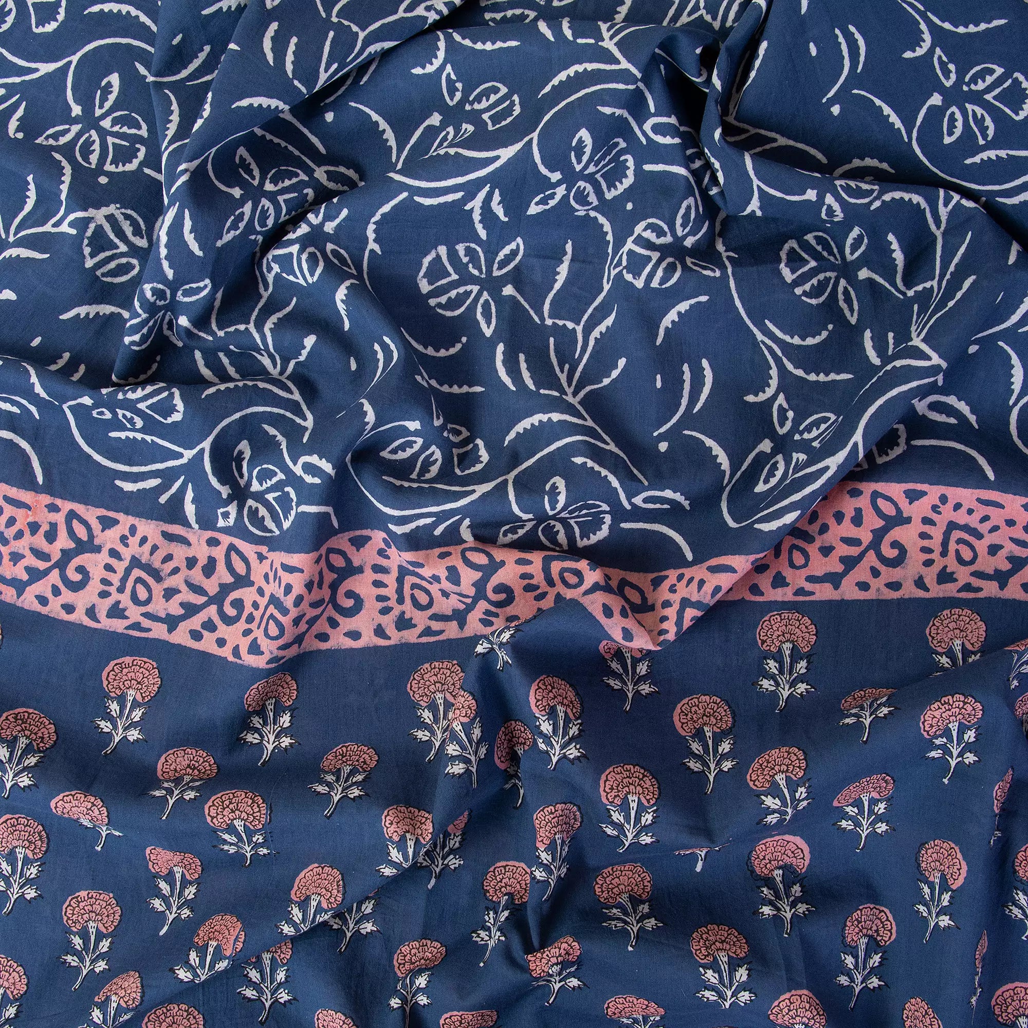 Hand Block Red Floral Printed Cotton Dupatta for Women