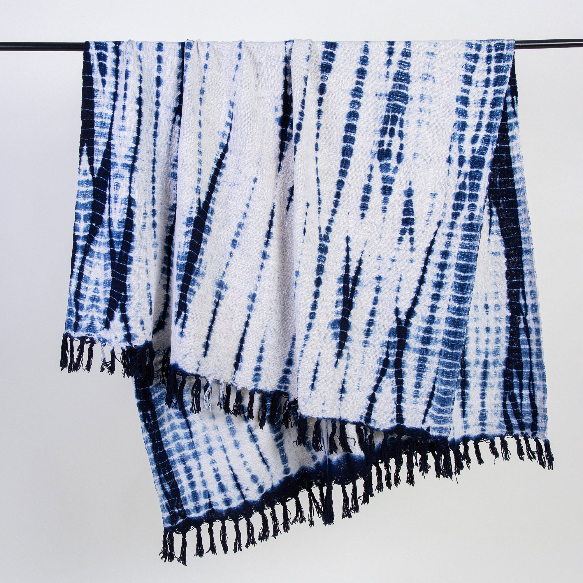 Hand Dyed Blue Tie Dye Cotton Throw Blankets