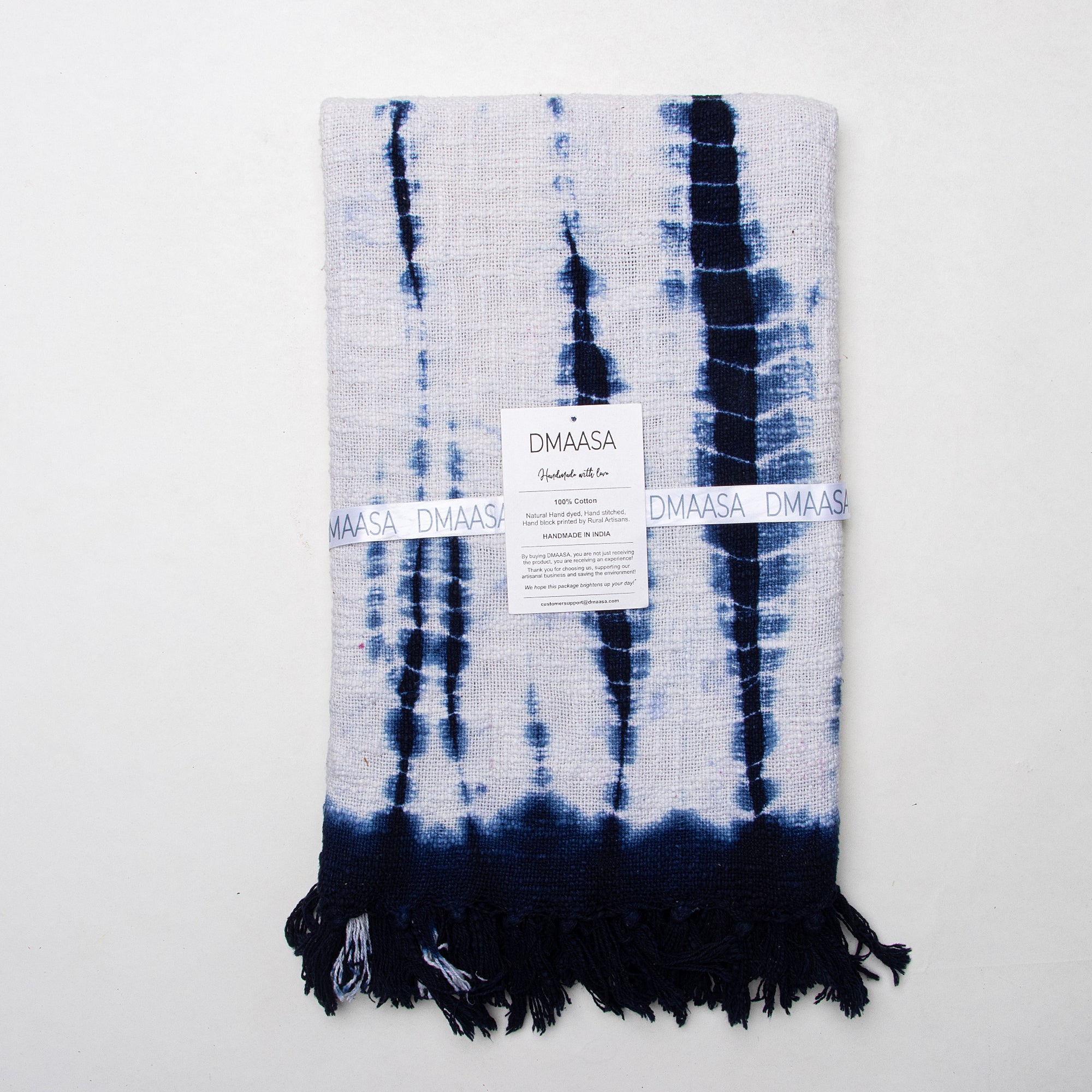 Hand Dyed Blue Tie Dye Cotton Throw Blankets