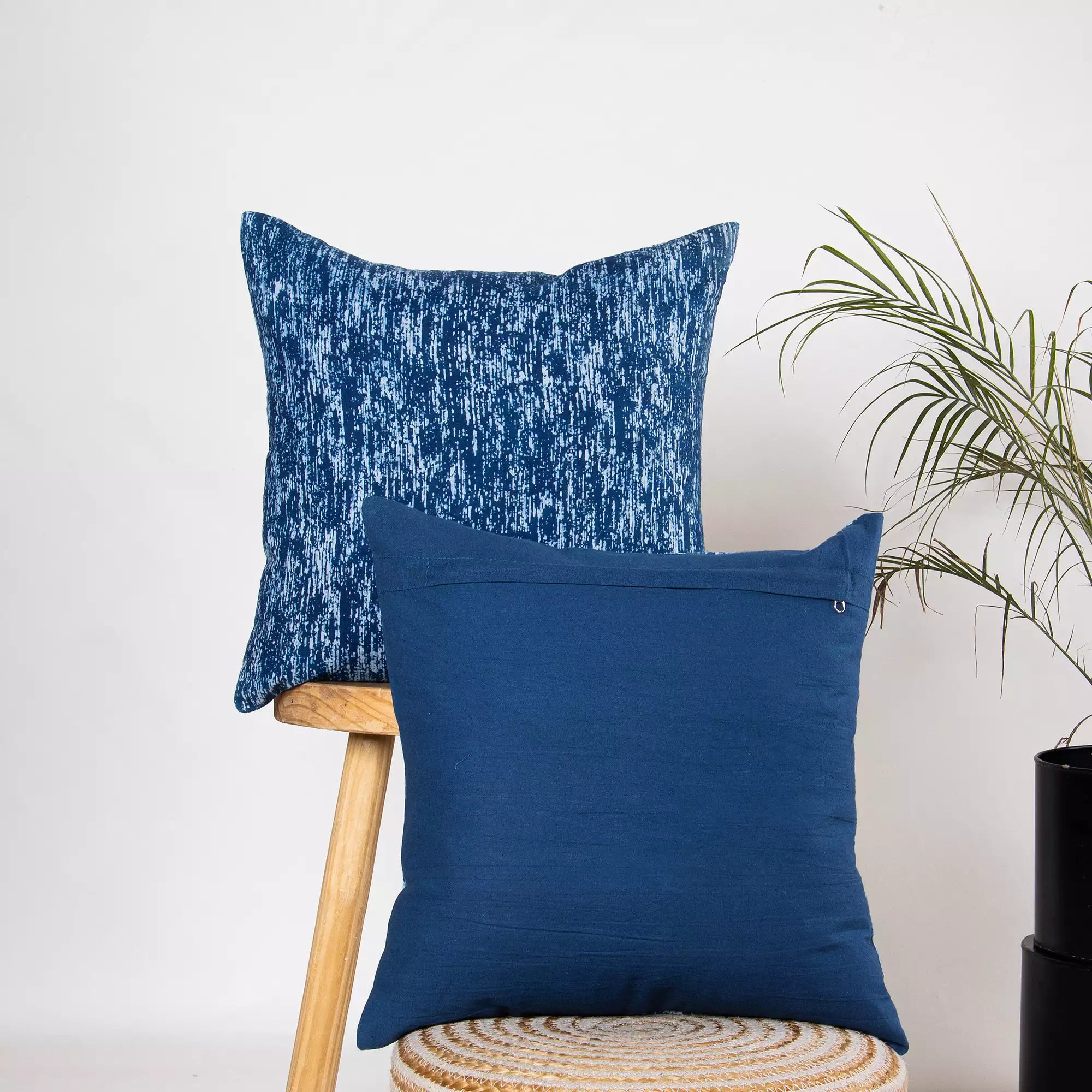 Hand Dyed Cotton Blue Cushion Cover