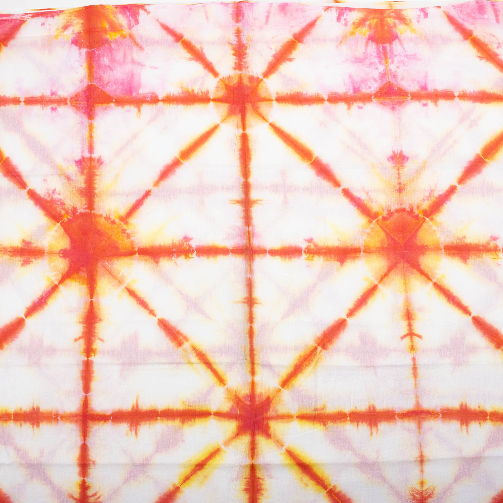 Hand Dyed Orange Tie Dye Shibori Fabric