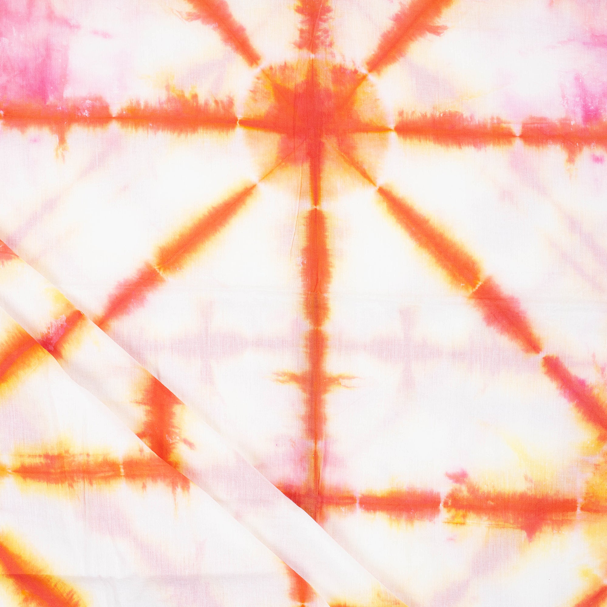 Hand Dyed Orange Tie Dye Shibori Fabric