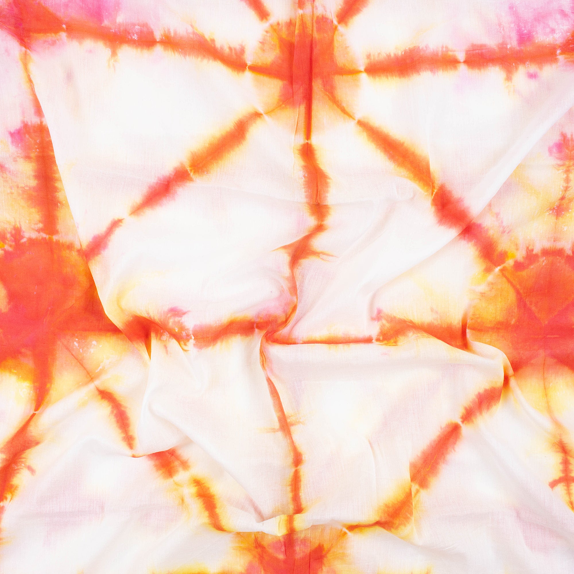 Hand Dyed Orange Tie Dye Shibori Fabric