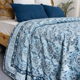 Handmade Blue Floral Dohar AC Blankets