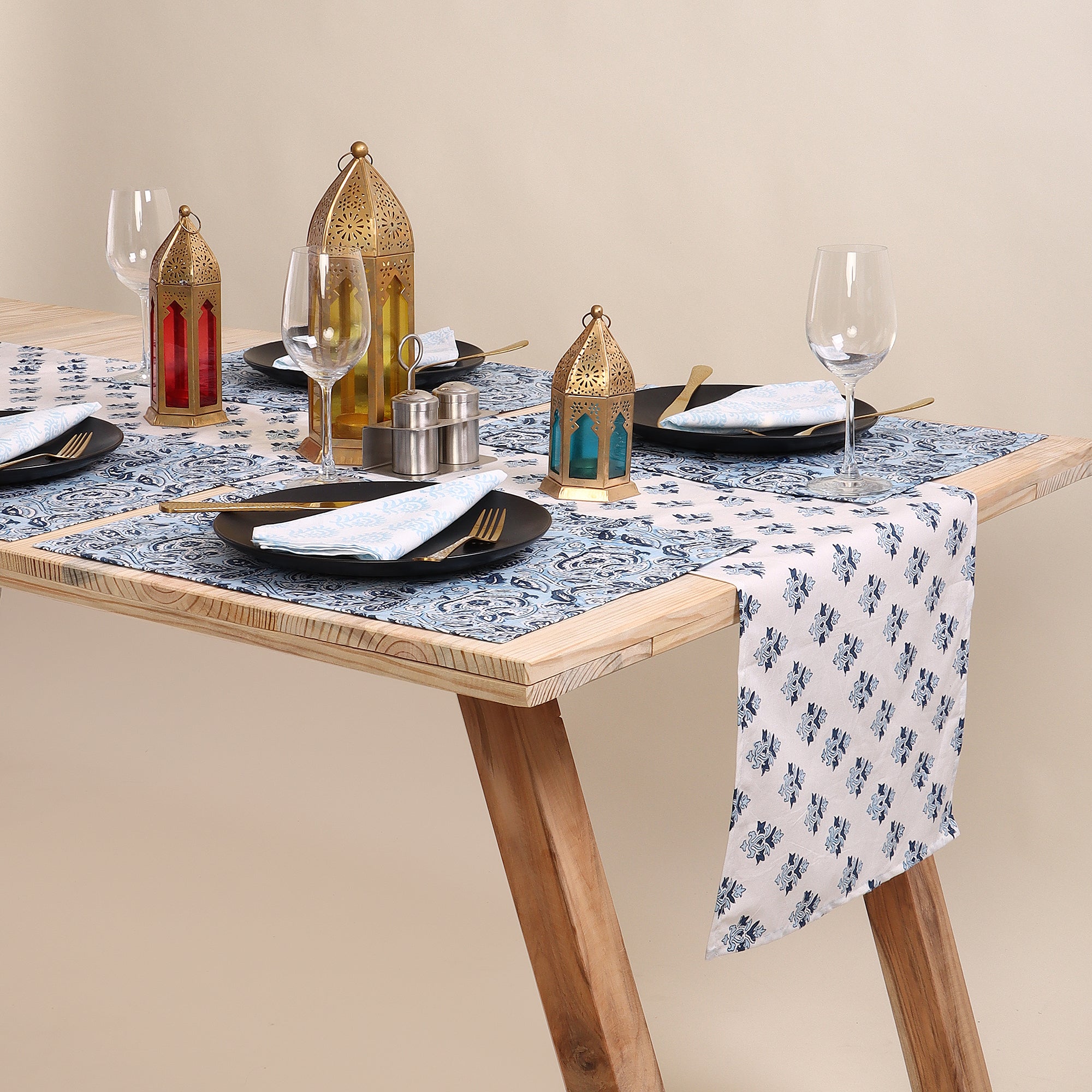 Handmade Blue Table Runner for Farmhouse