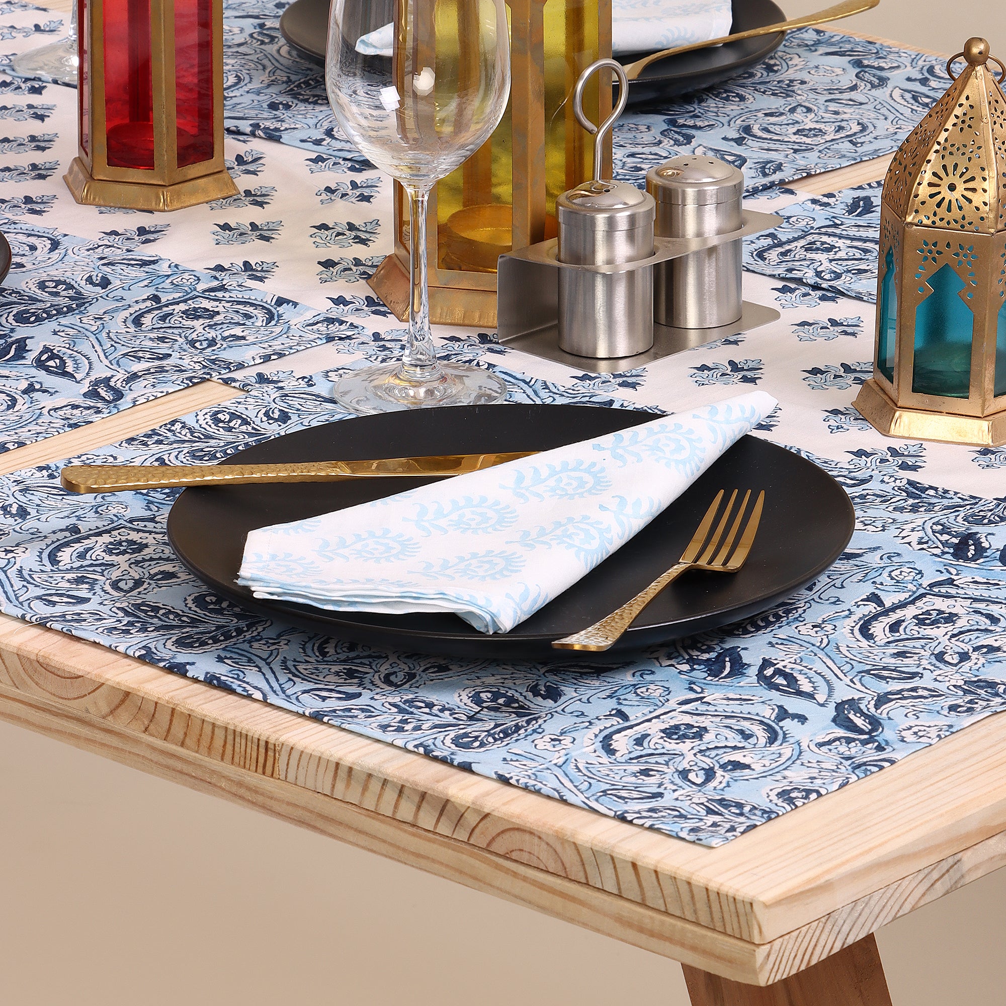 Handmade Blue Table Runner for Farmhouse