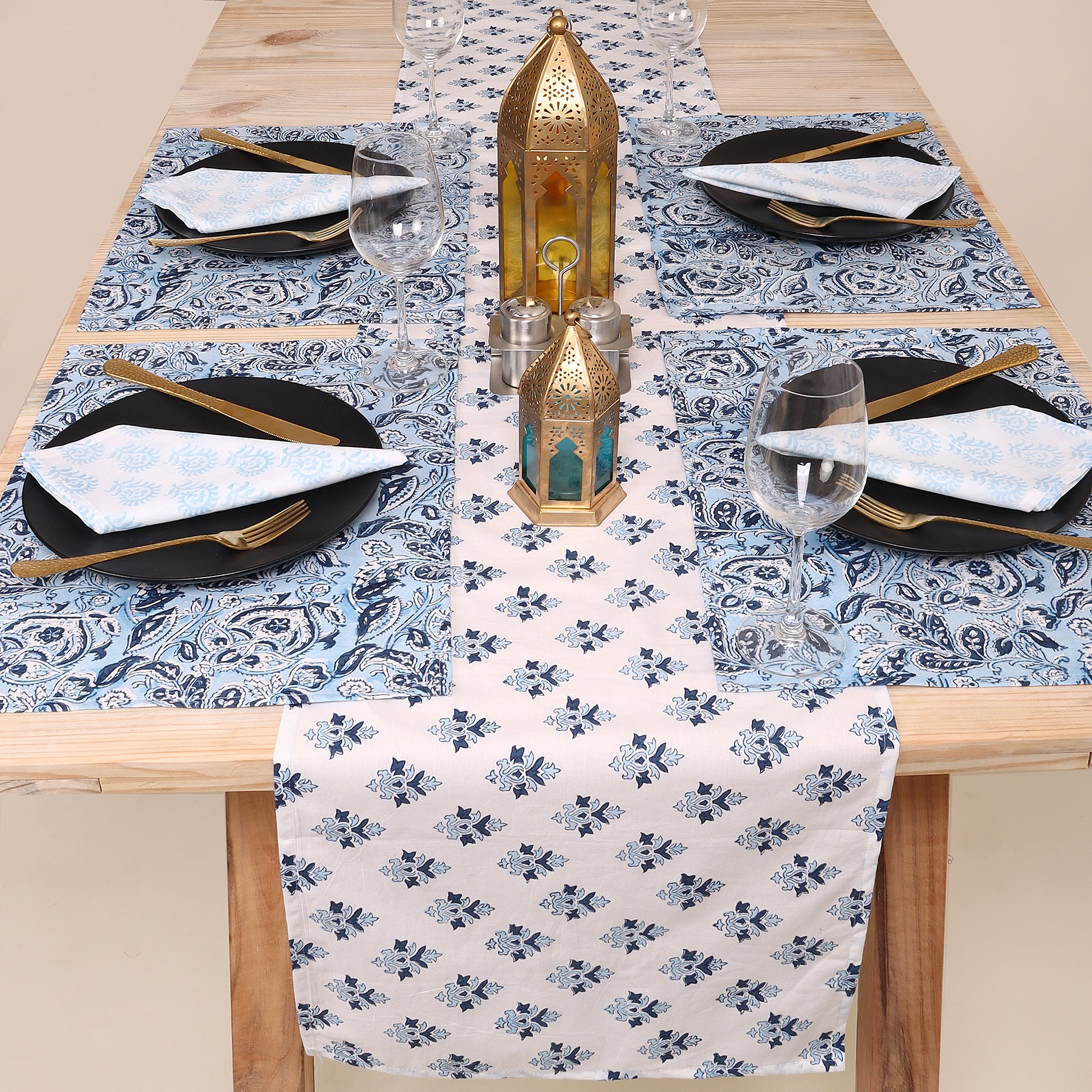 Handmade Blue Table Runner for Farmhouse