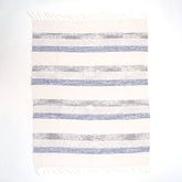 Handmade Cozy Blue Stripe Cotton Knitted Throw Blanket