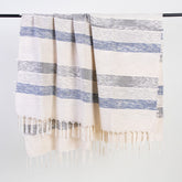 Handmade Cozy Blue Stripe Cotton Knitted Throw Blanket