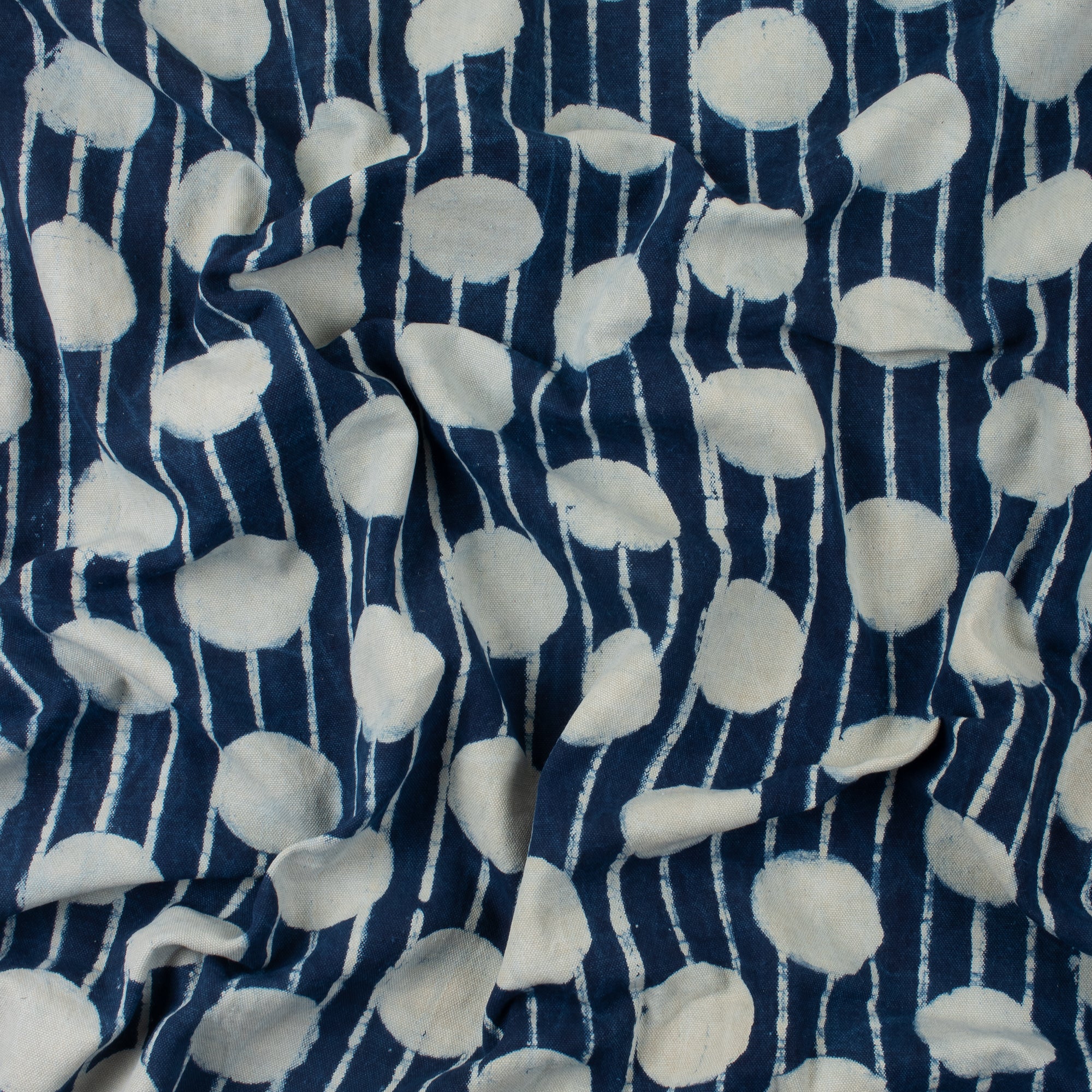 Handmade Indigo Blue Printed Canvas Fabric