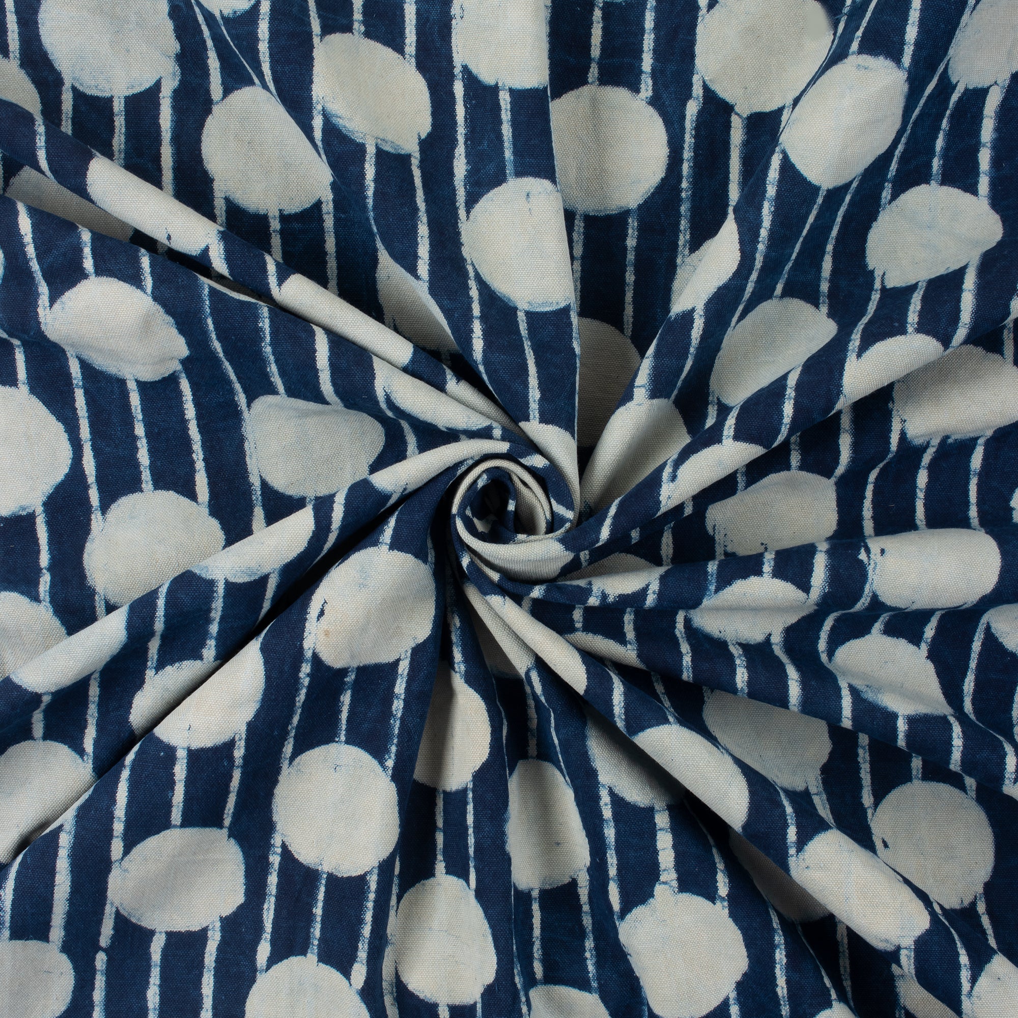 Handmade Indigo Blue Printed Canvas Fabric