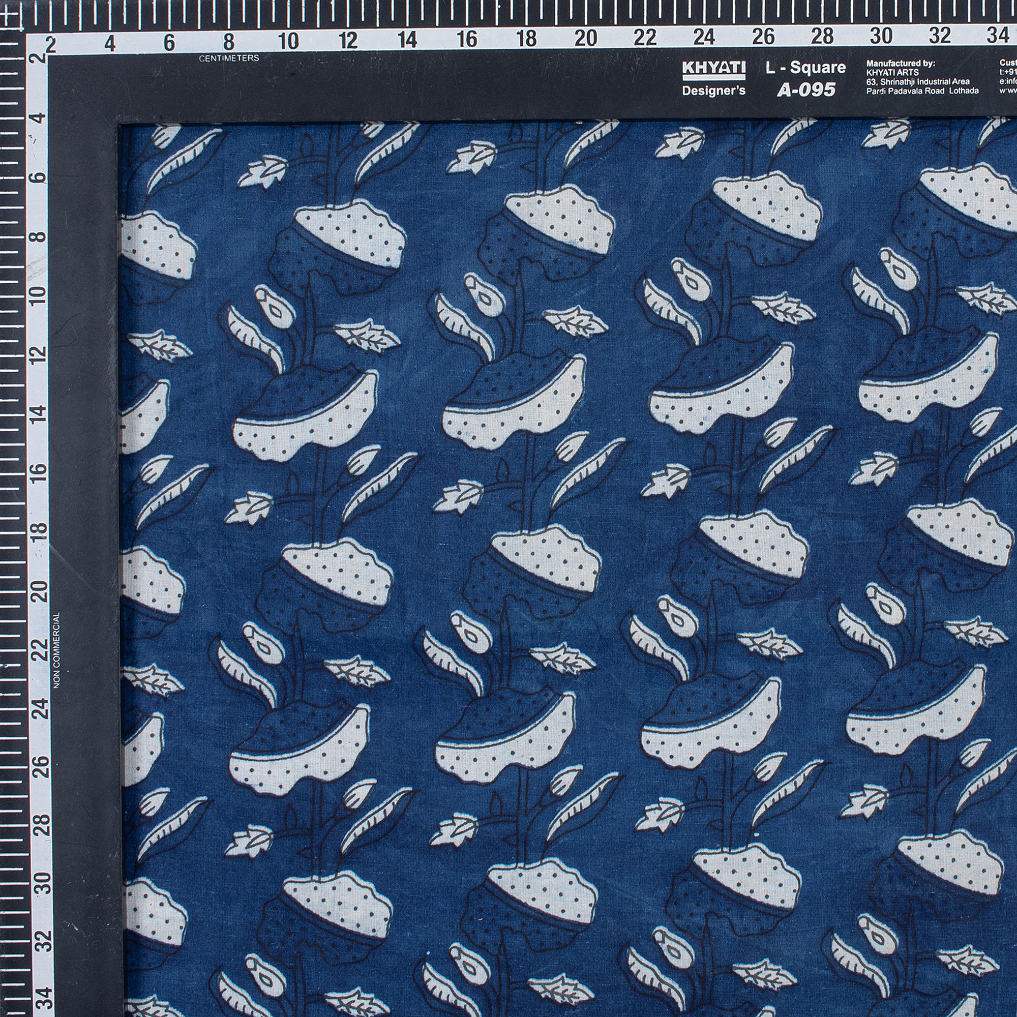 Handmade Indigo Floral Cotton Material By The Yard