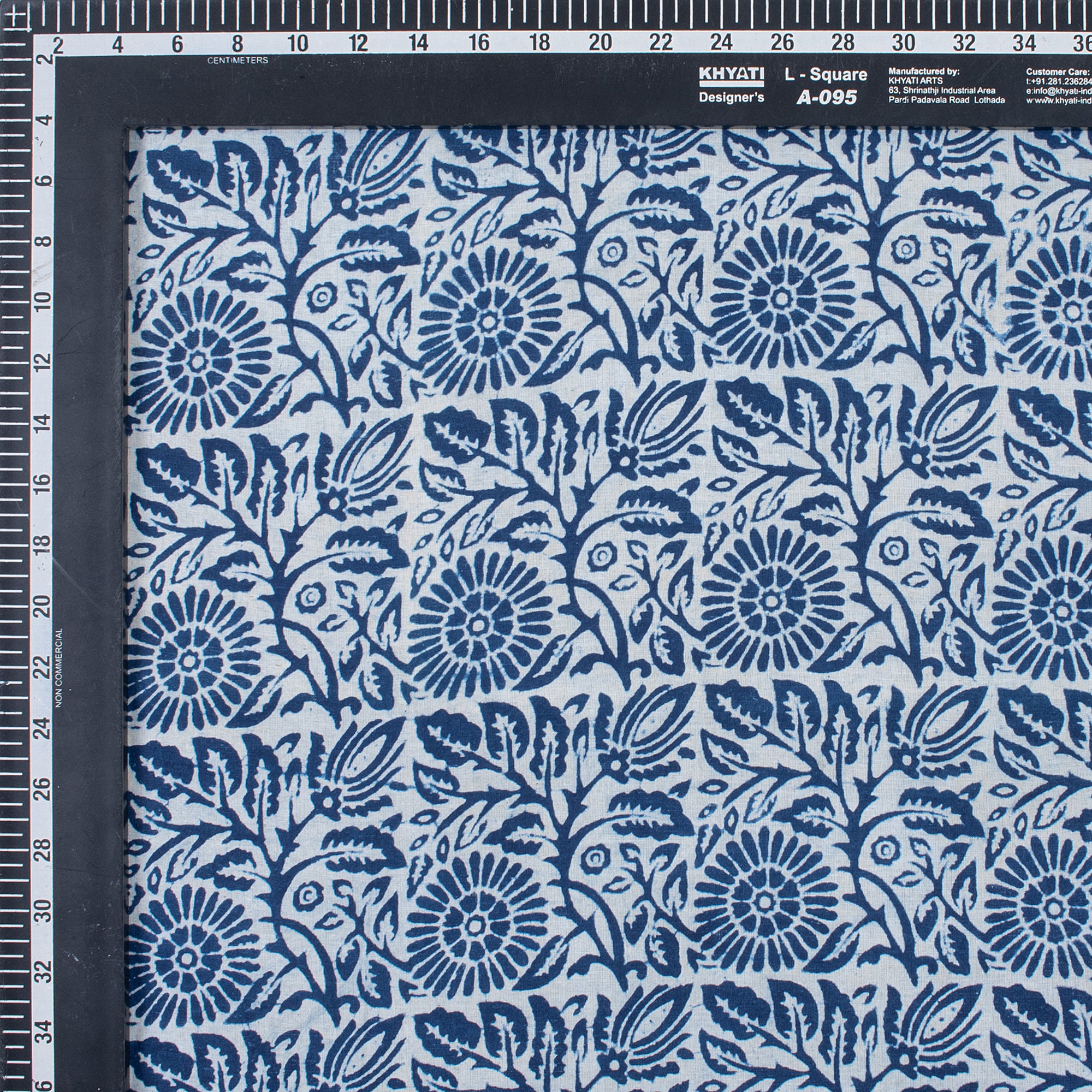 Handmade Indigo Floral Print Cotton Material Fabric