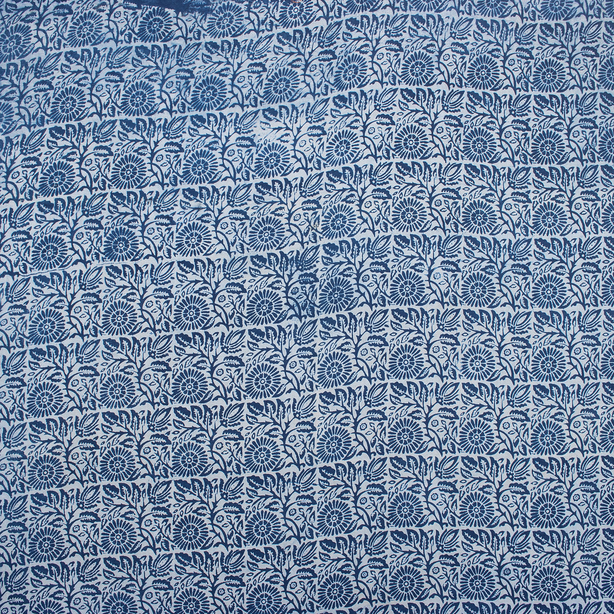 Handmade Indigo Floral Print Cotton Material Fabric