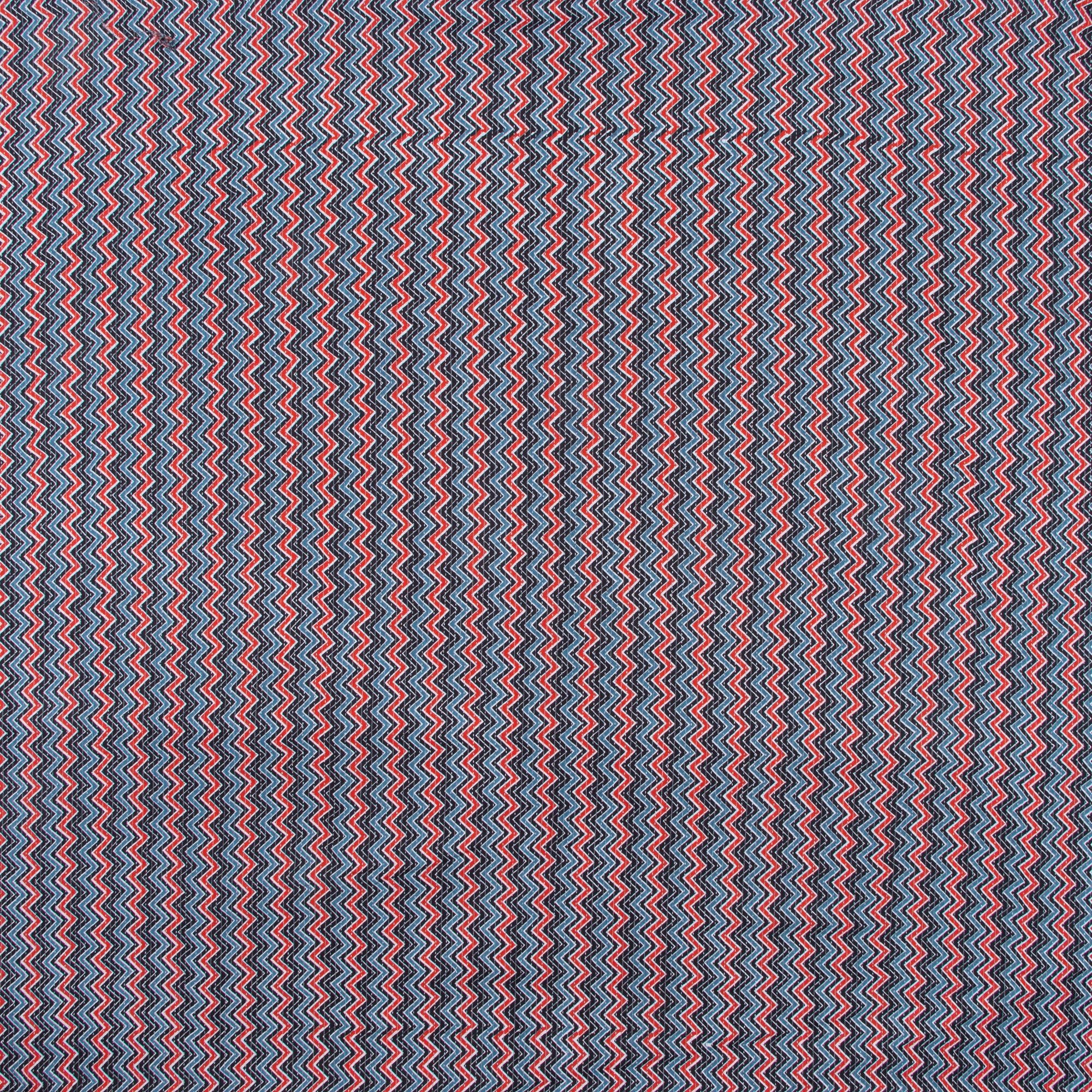 Handmade Natural Zig Zag Print Kantha Cotton And Fabric