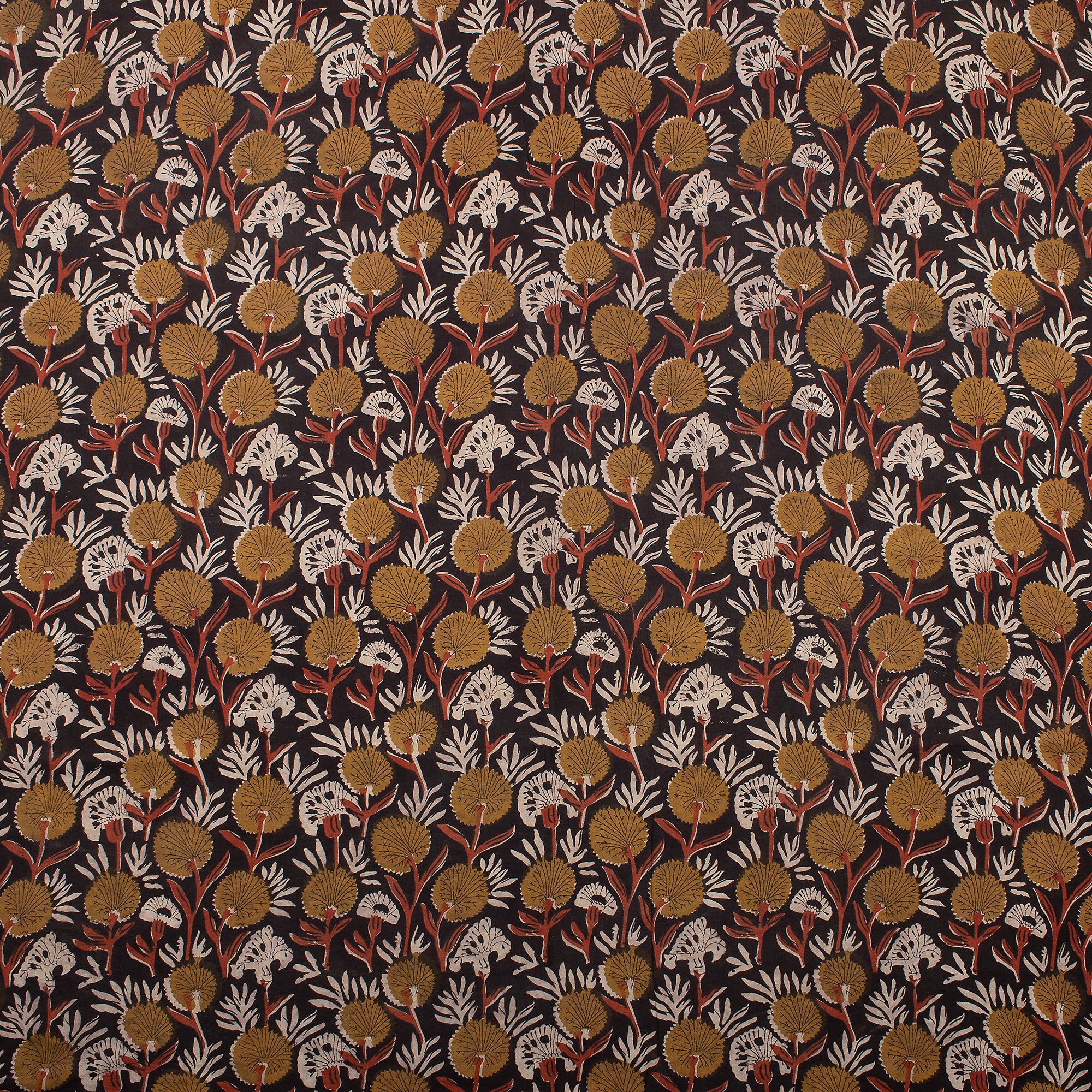 Handmade Red Floral Bagru Print Cotton Running Fabric