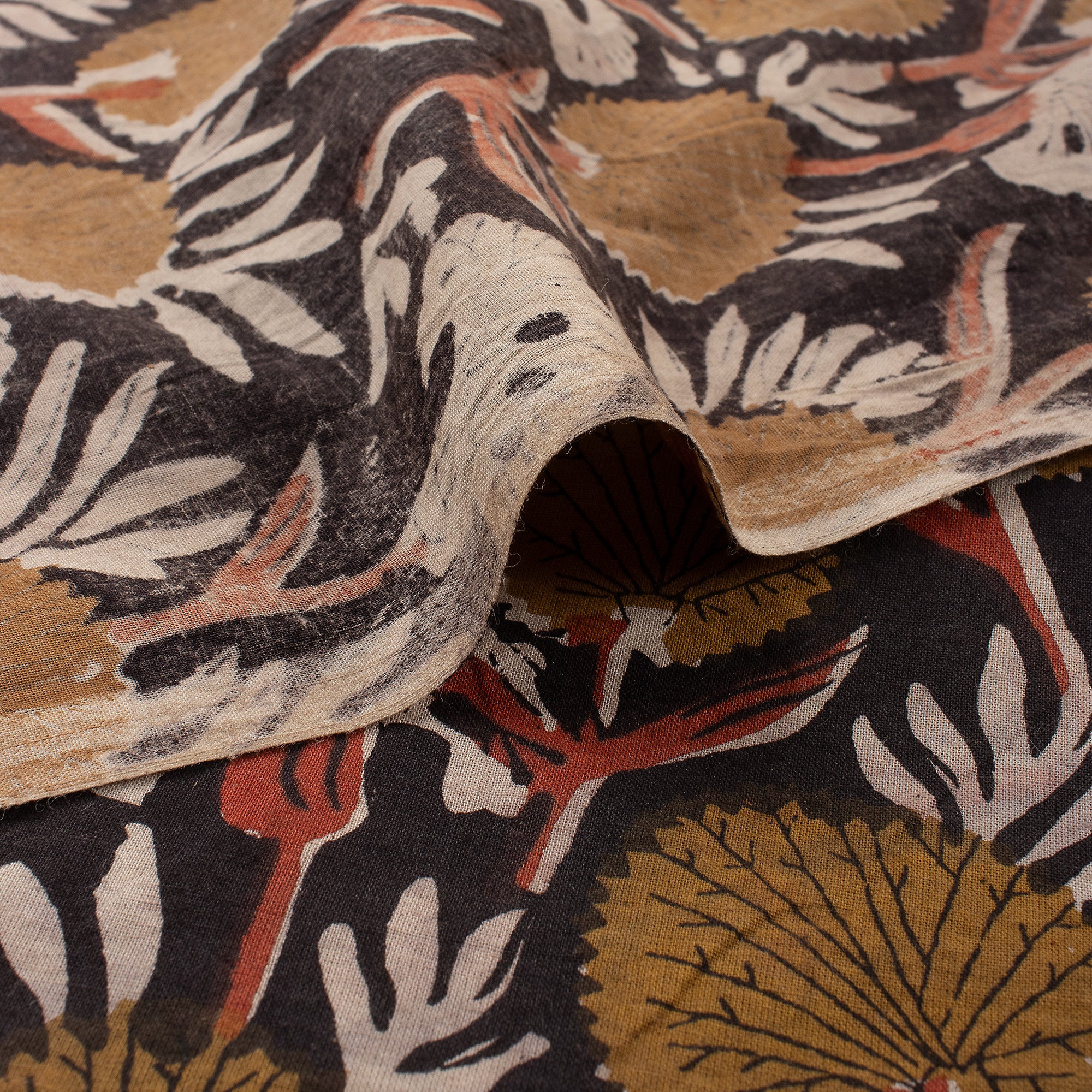 Handmade Red Floral Bagru Print Cotton Running Fabric