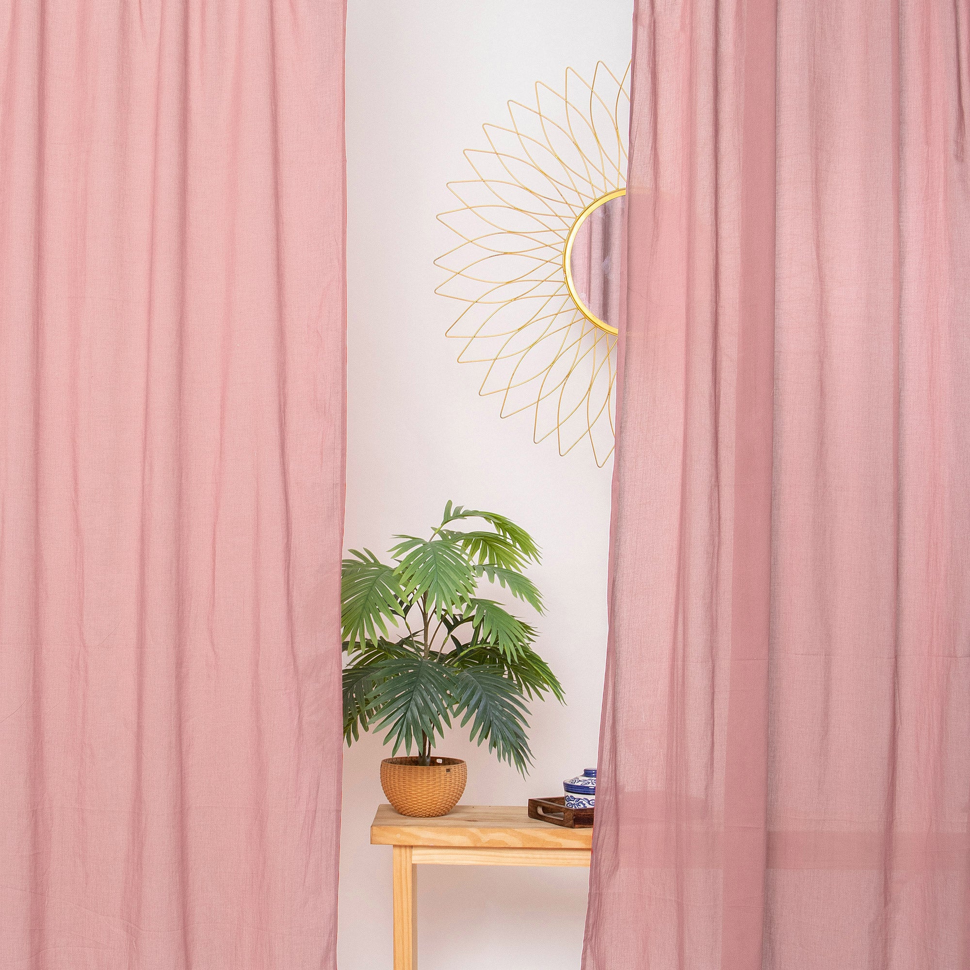 Handmade Solid Dusty Pink Cotton Window Curtain