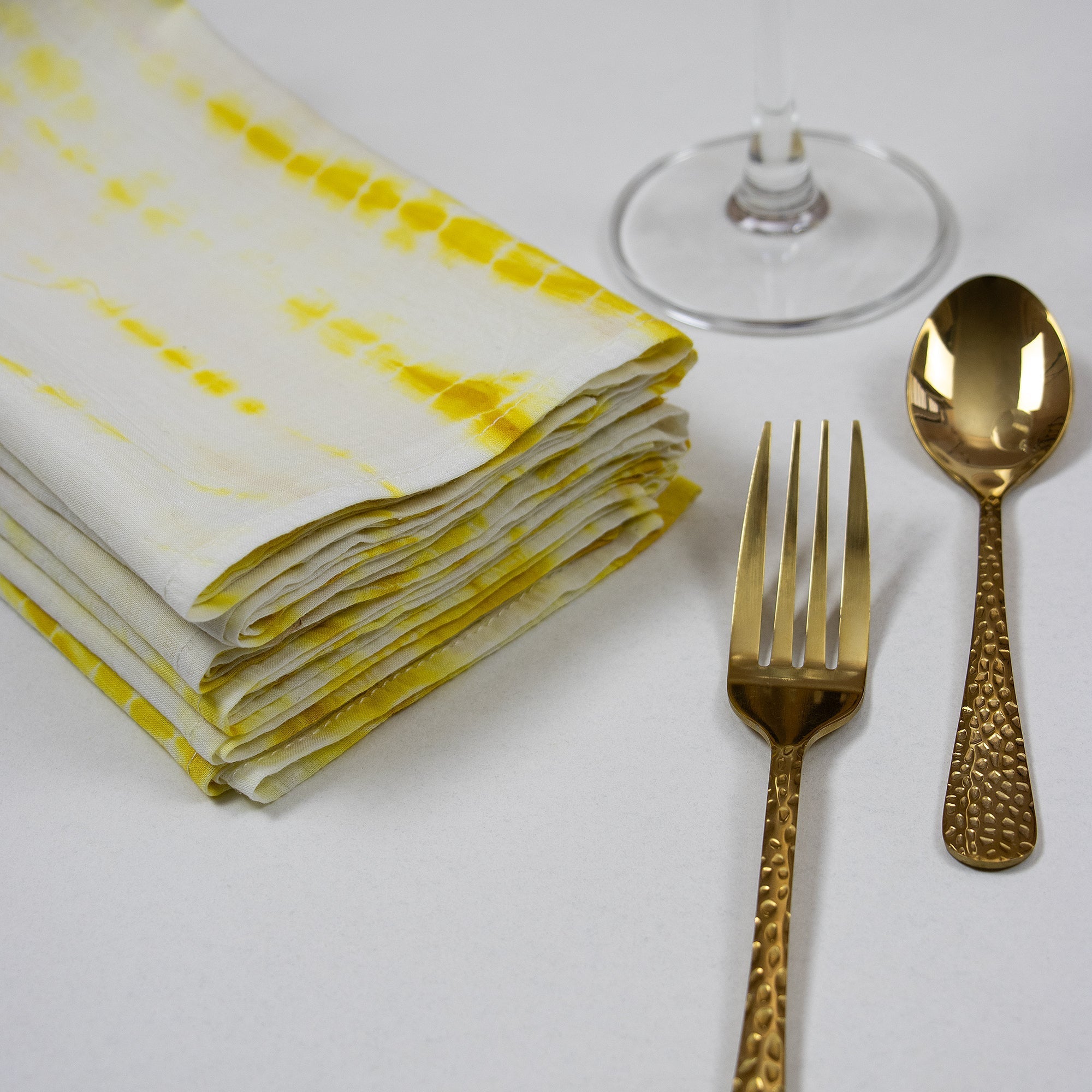 Home Decor Yellow Tie Dye Cotton Napkins