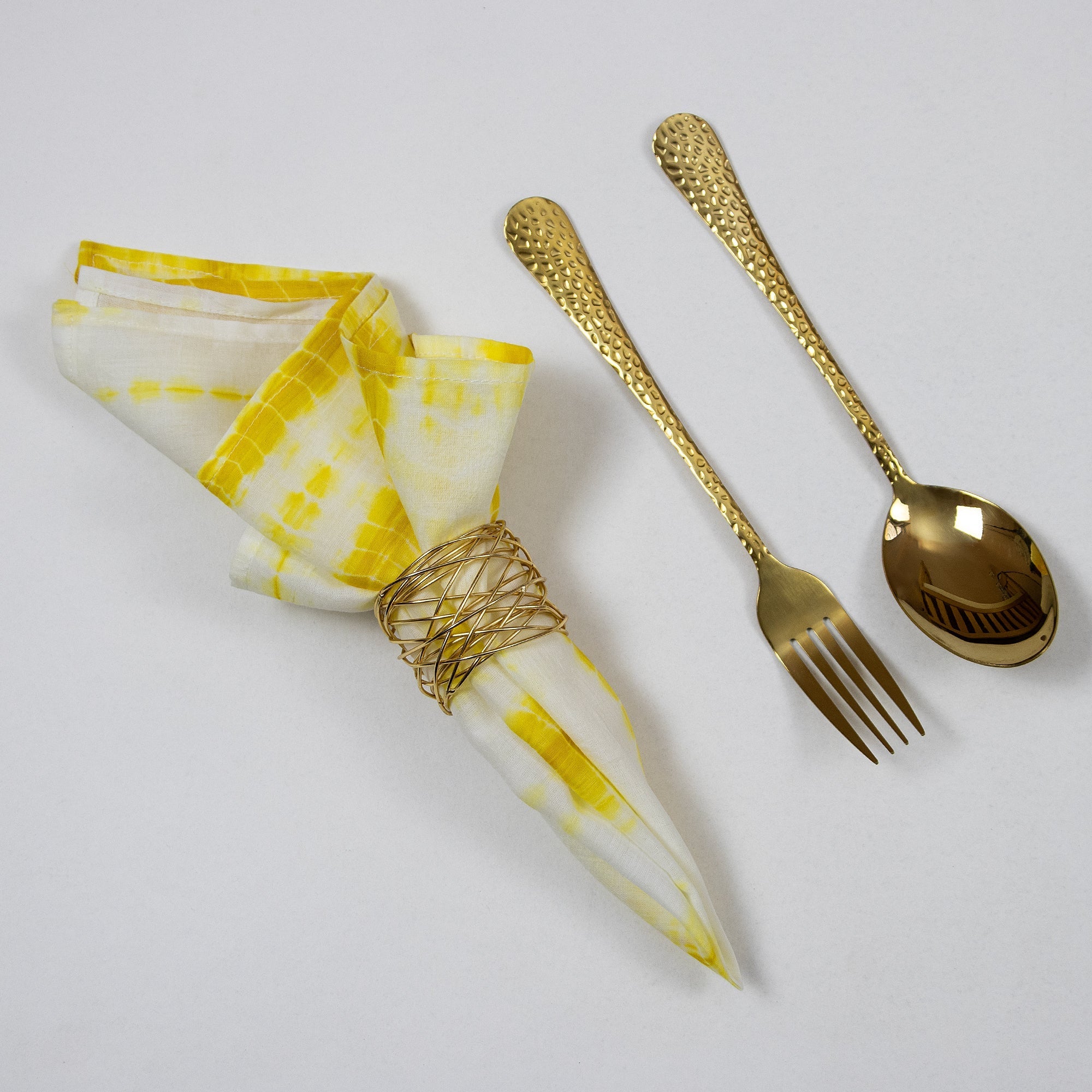 Home Decor Yellow Tie Dye Cotton Napkins