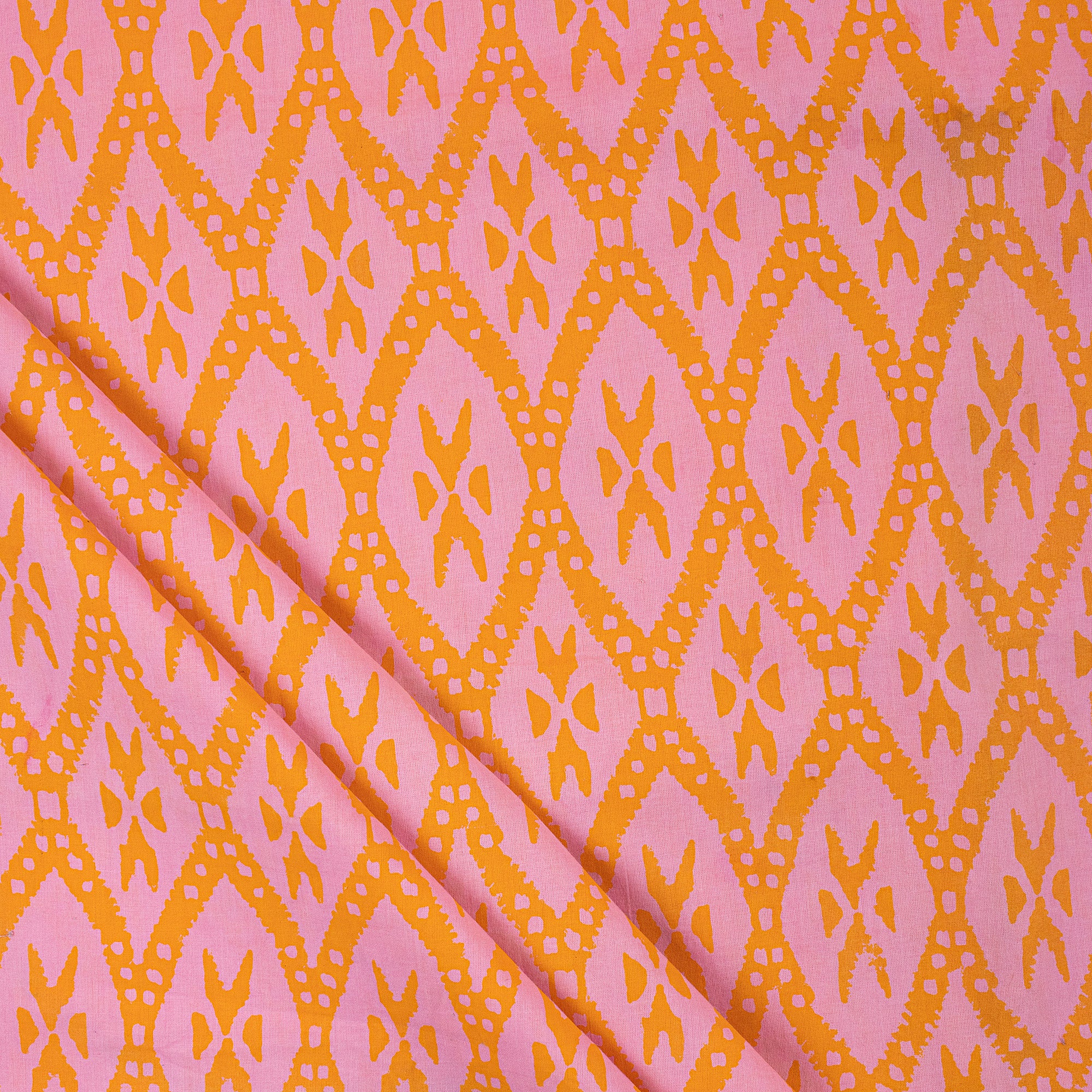 Ikat Block Print Fabric For Dress Material