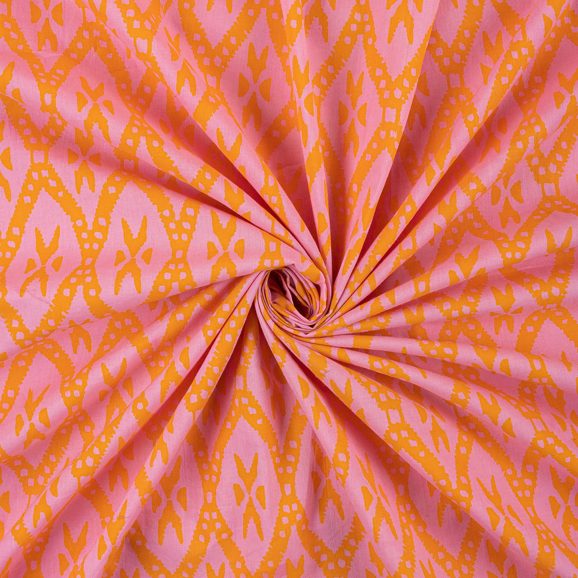 Ikat Block Print Fabric For Dress Material