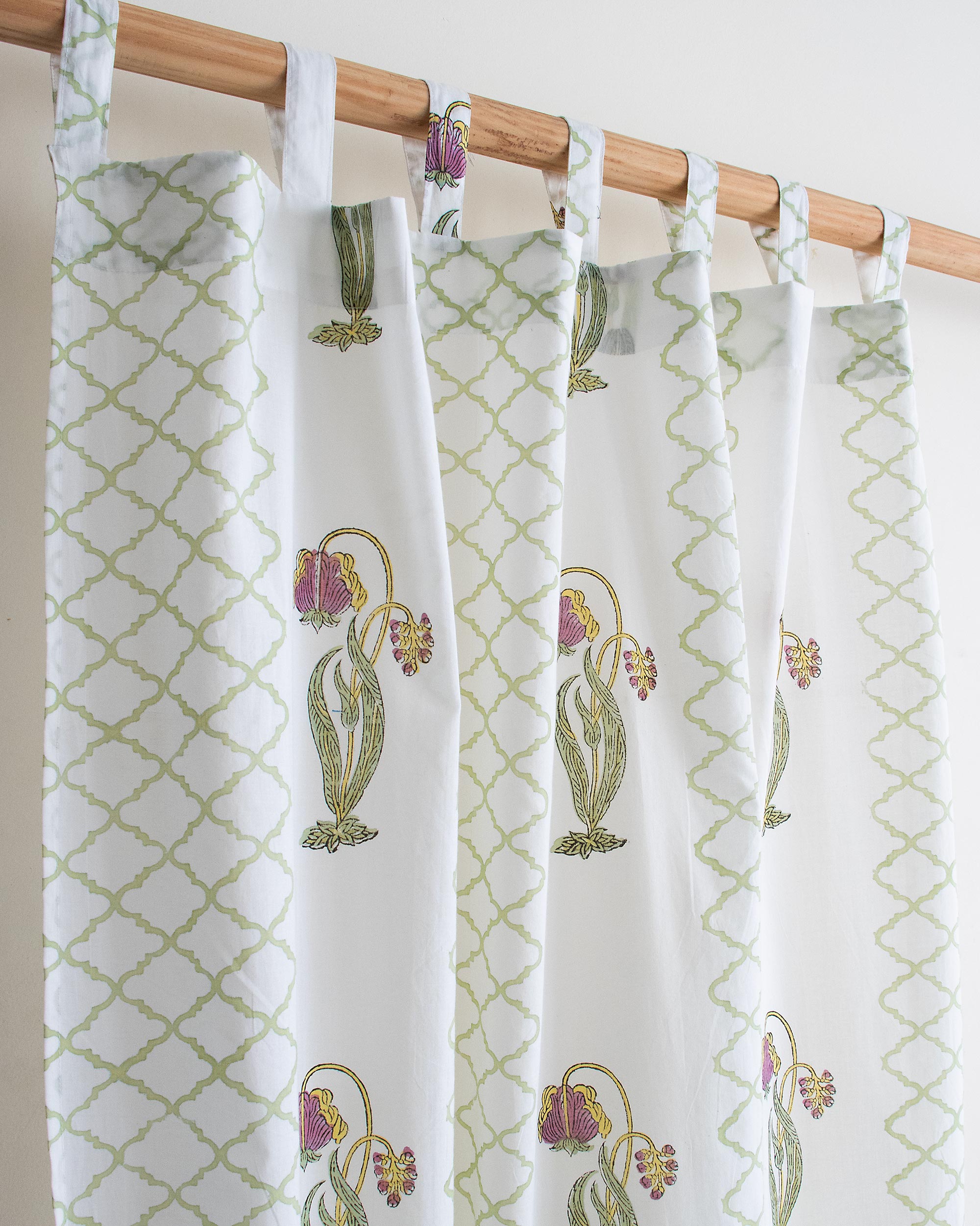 India Boota Floral Block Printed Drapes for Bedroom