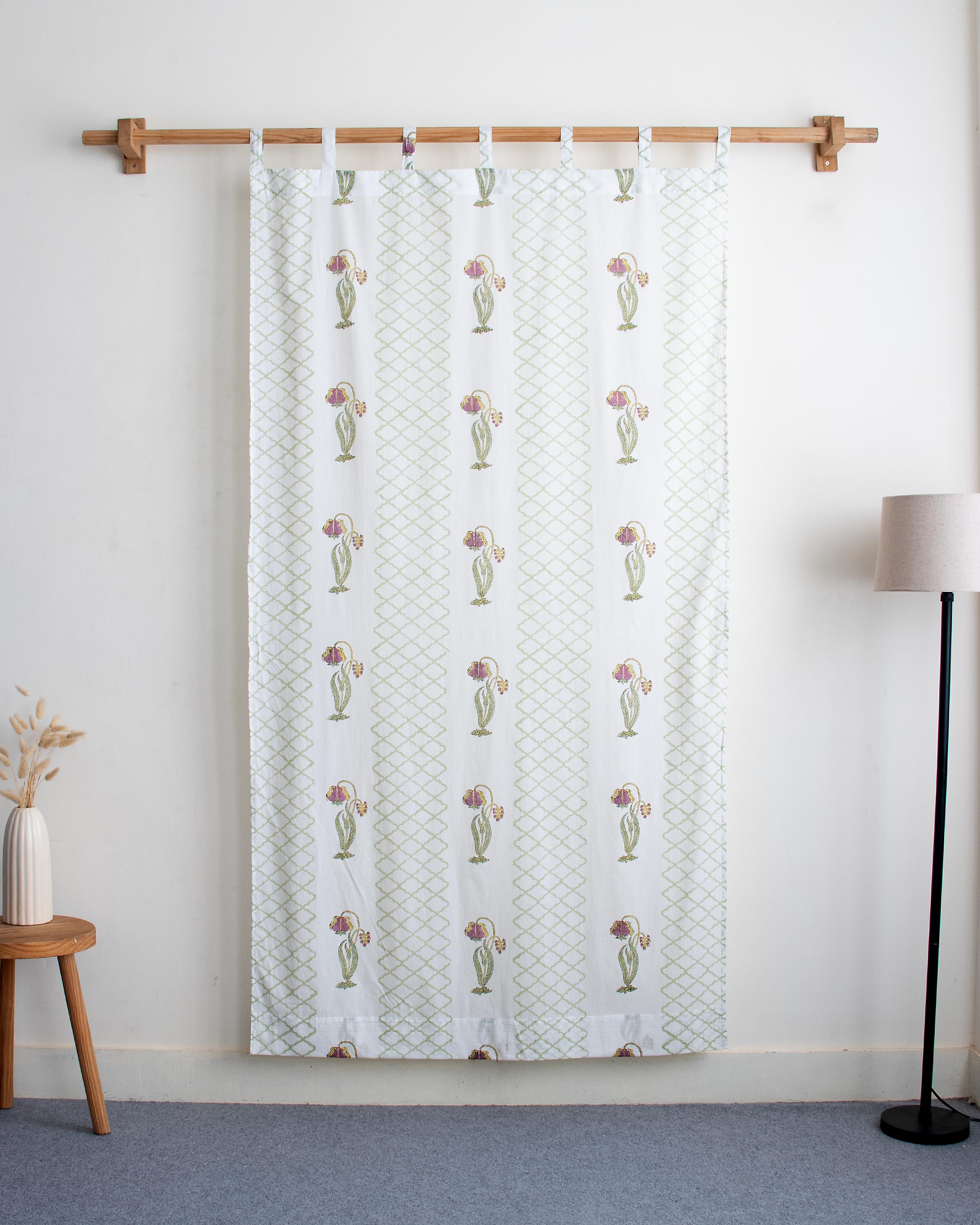 India Boota Floral Block Printed Drapes for Bedroom