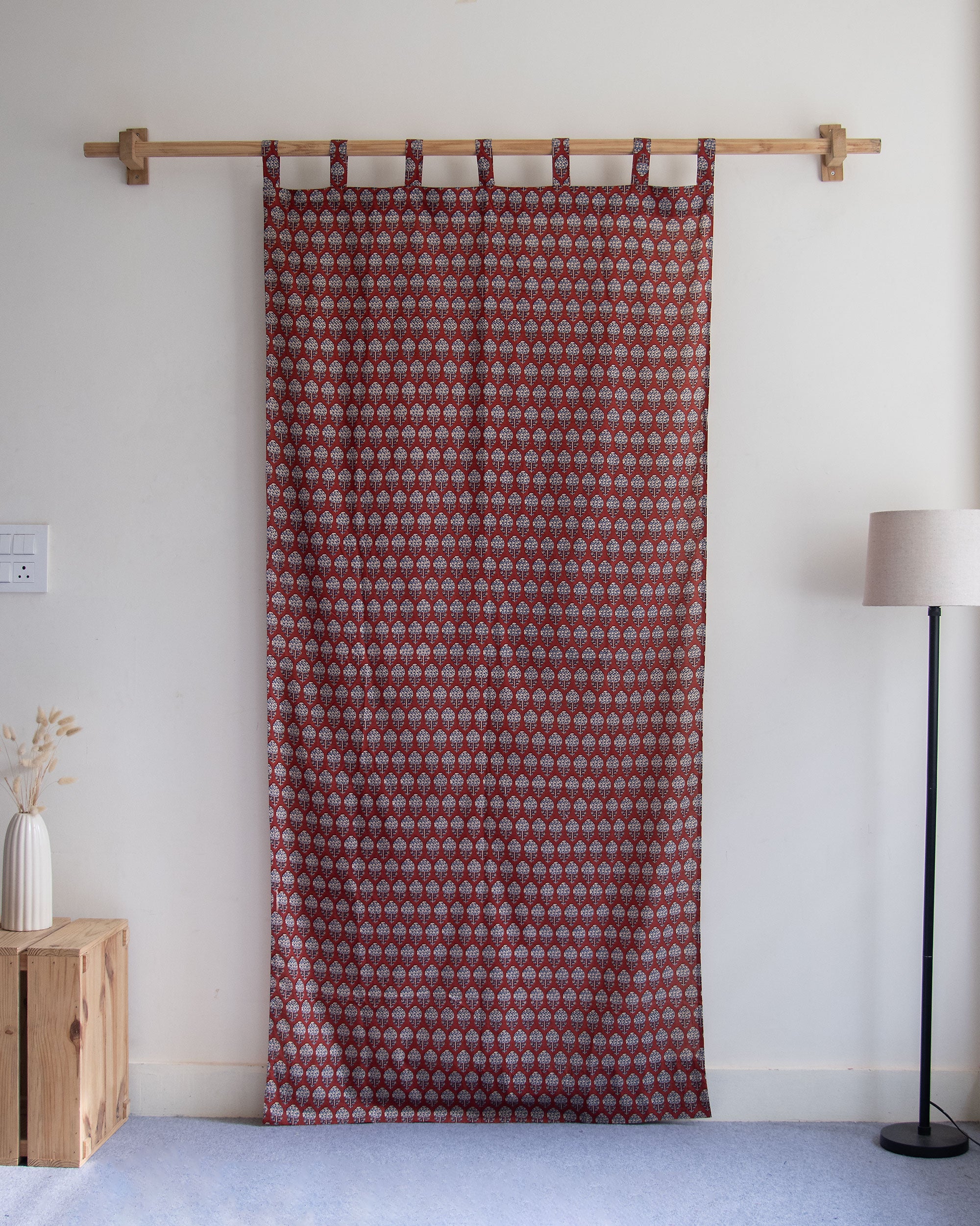 India Premium Booti Block Printed Cotton Curtains Online