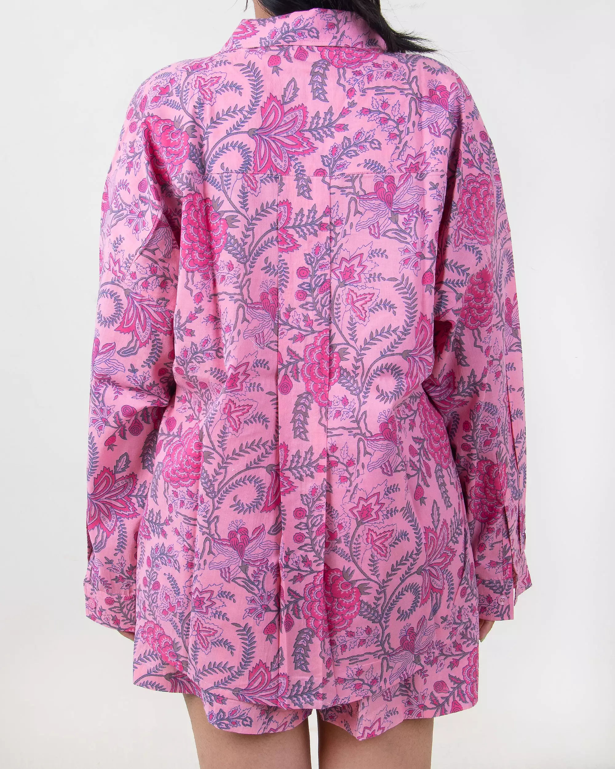 Indian Block Printed Pink Floral Cotton Women&