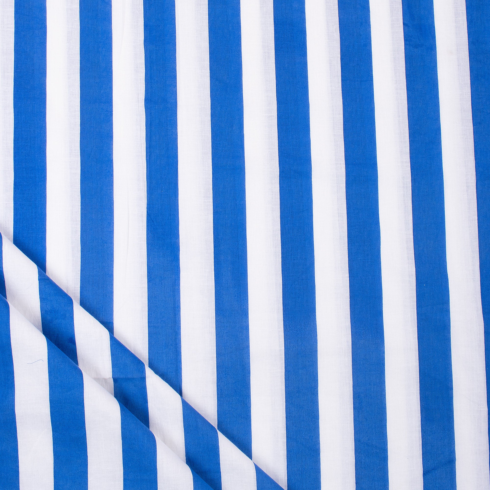 Indian Blue Striped Organic Cotton Hand Block Print Fabric