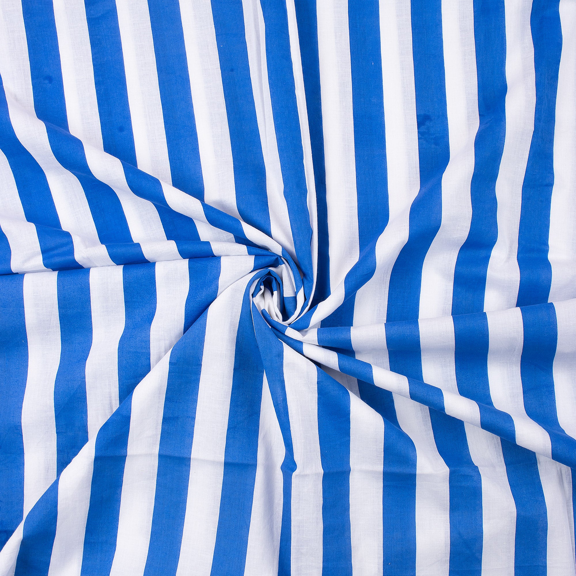 Indian Blue Striped Organic Cotton Hand Block Print Fabric