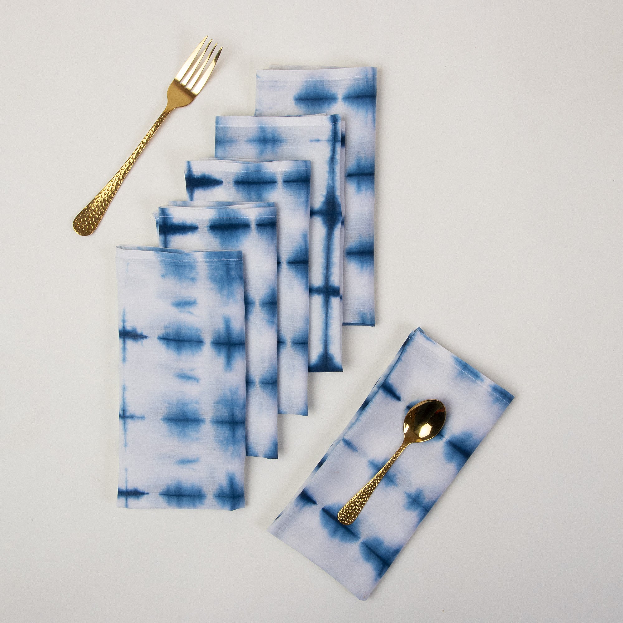 Indian Cotton Blue Tie Dye Dinner Napkins