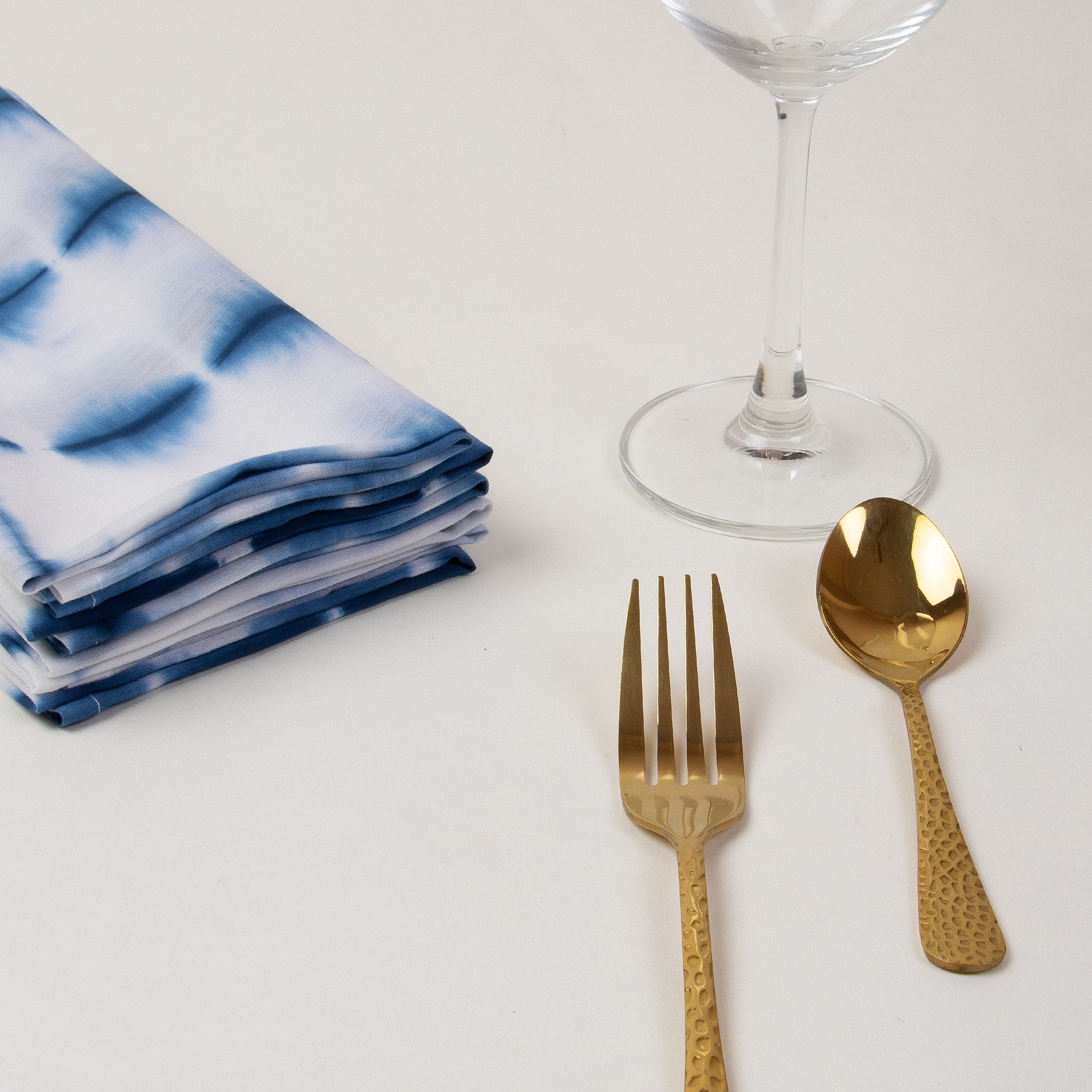 Indian Cotton Blue Tie Dye Dinner Napkins