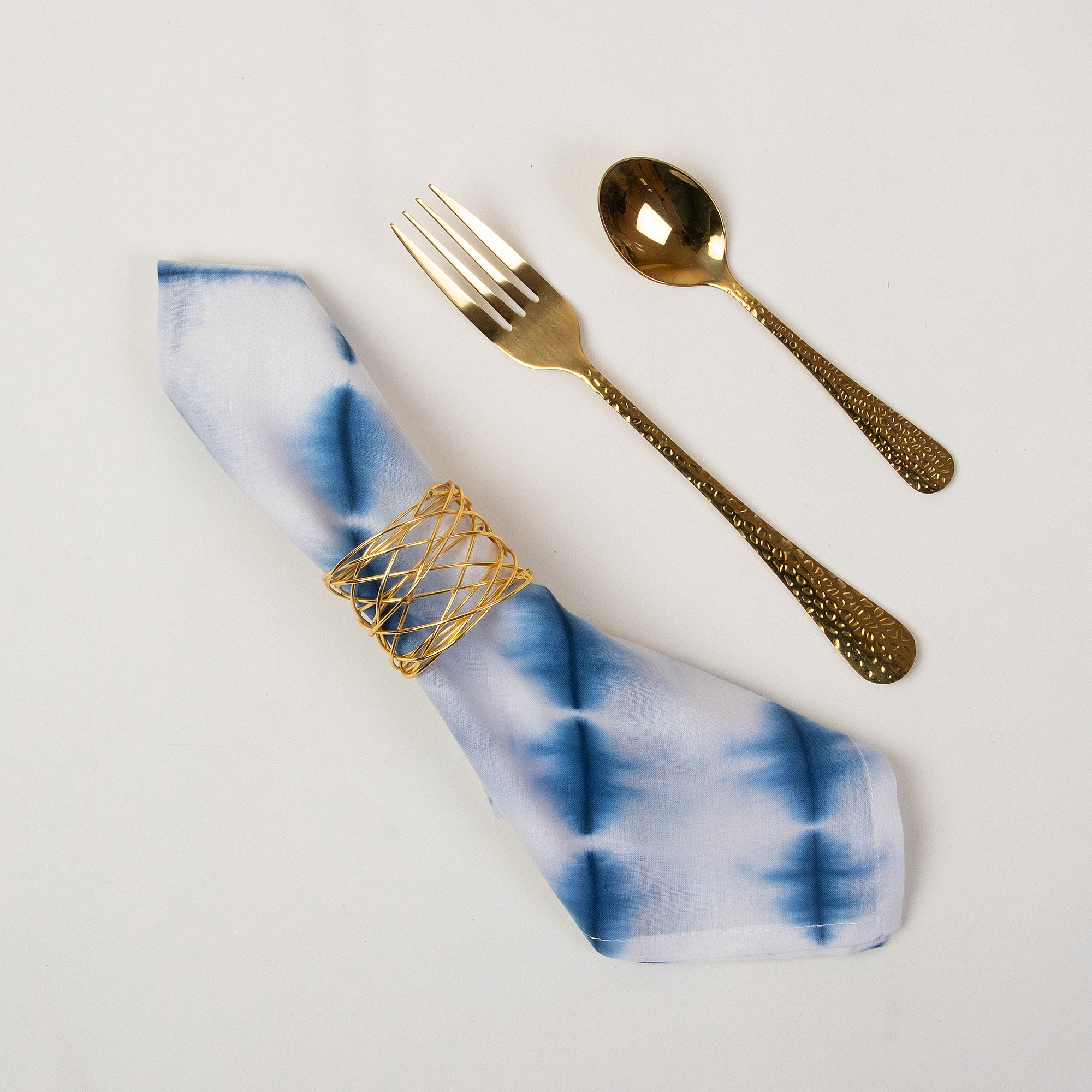Indian Cotton Blue Tie Dye Dinner Napkins