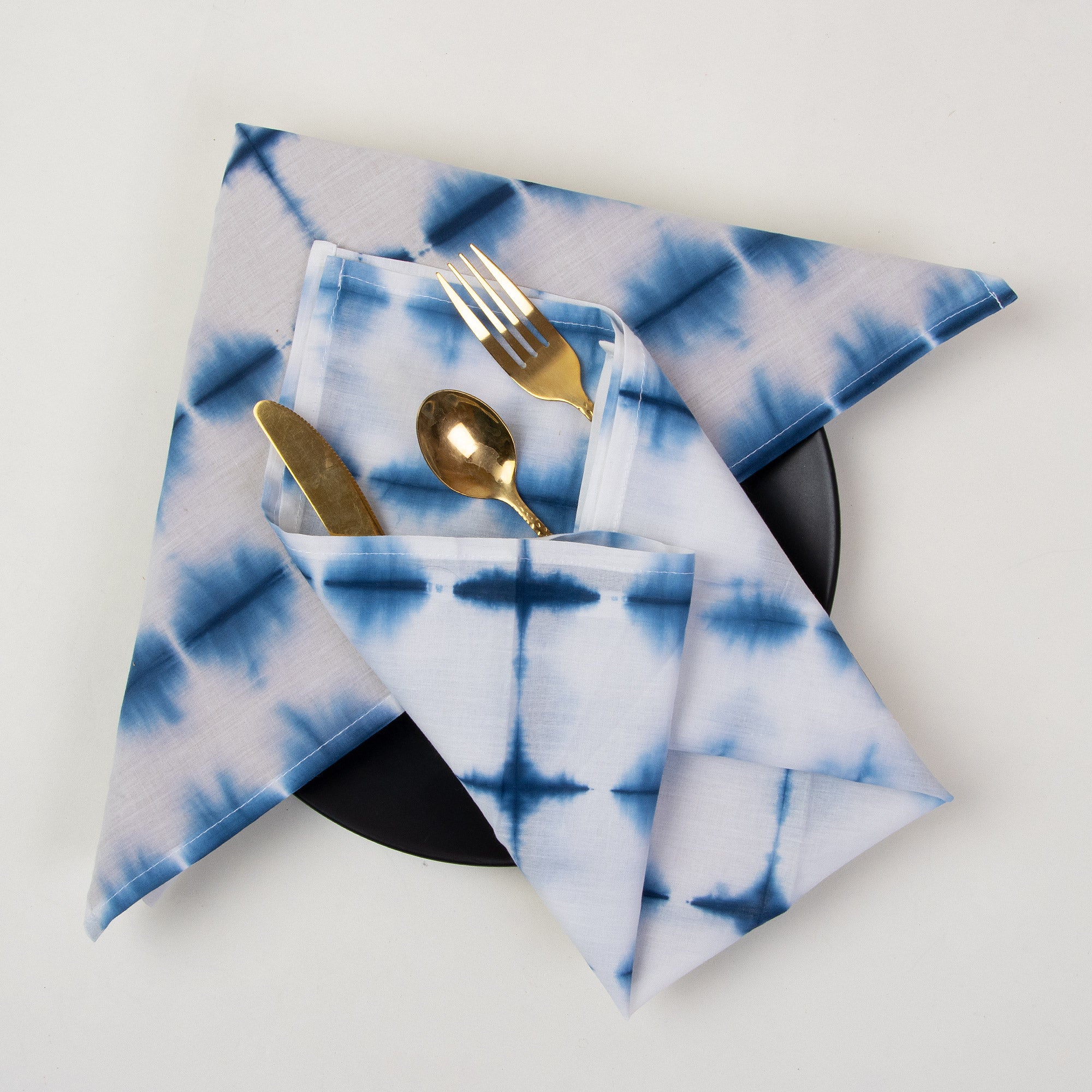 Indian Cotton Blue Tie Dye Dinner Napkins
