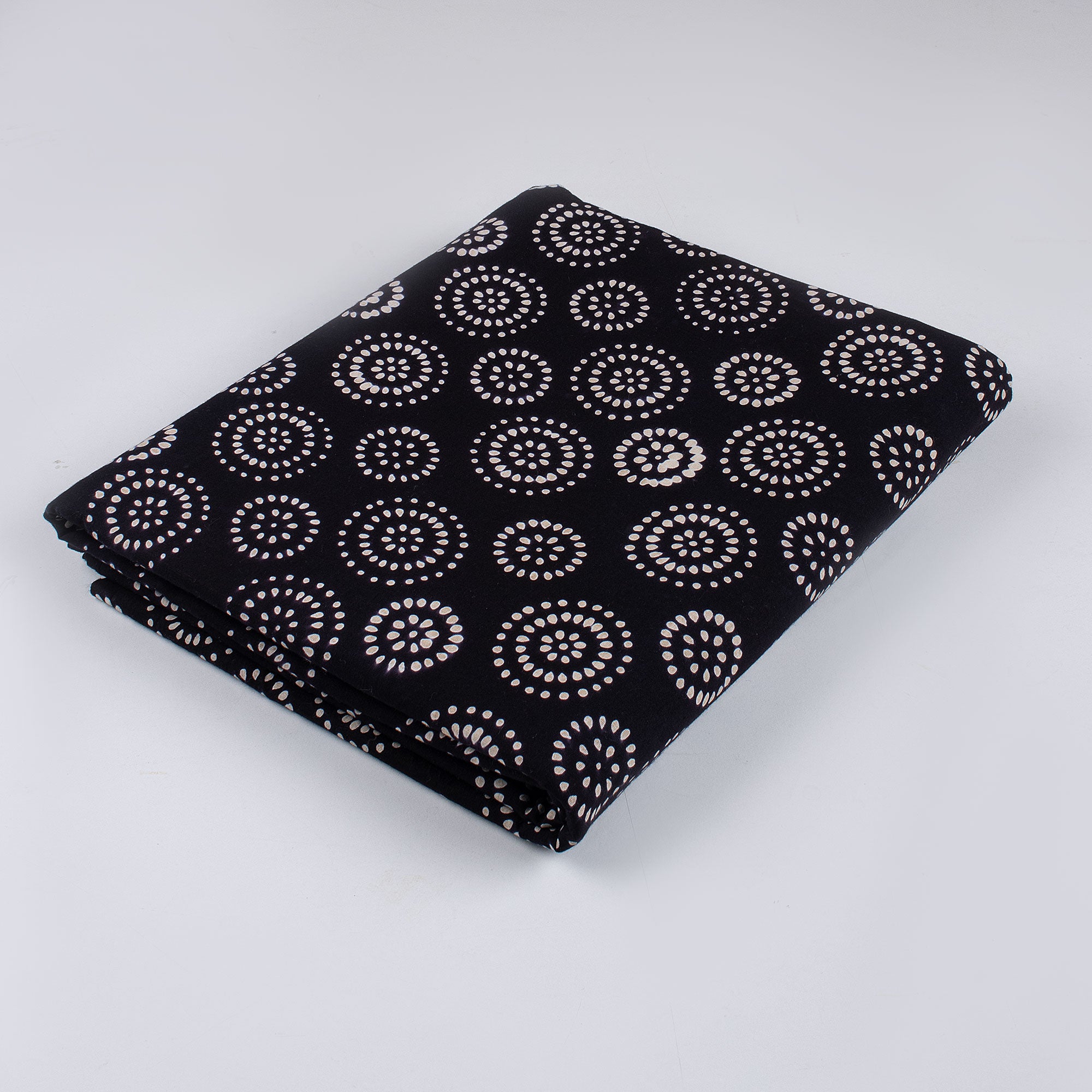 Indian Cotton Hand Block Organic Cotton Fabric Black and White